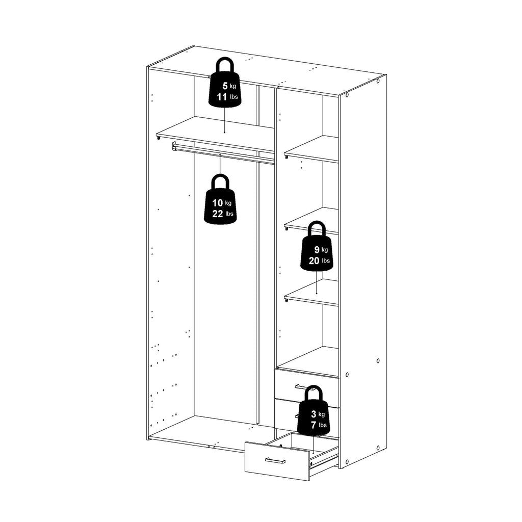 Space Wardrobe 3 Doors 3 Drawers in White 2000 - image 12