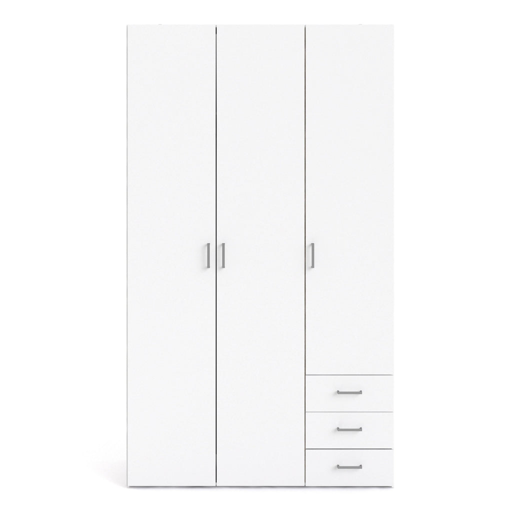 Space Wardrobe 3 Doors 3 Drawers in White 2000 - image 2