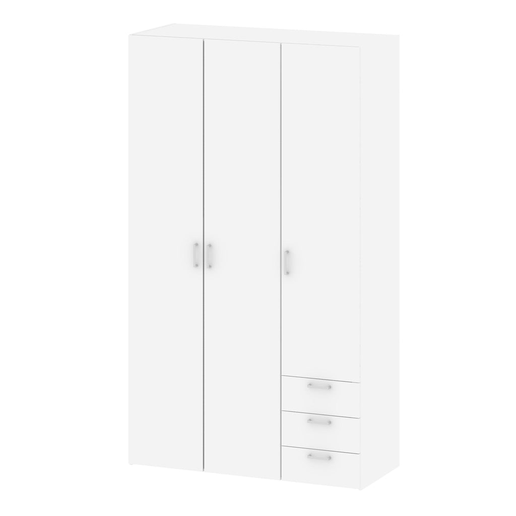 Space Wardrobe 3 Doors 3 Drawers in White 2000 - image 3