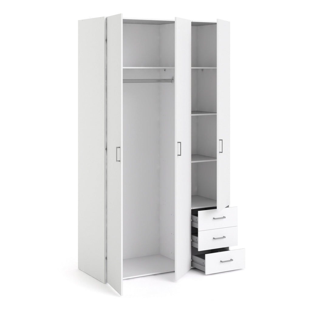 Space Wardrobe 3 Doors 3 Drawers in White 2000 - image 4