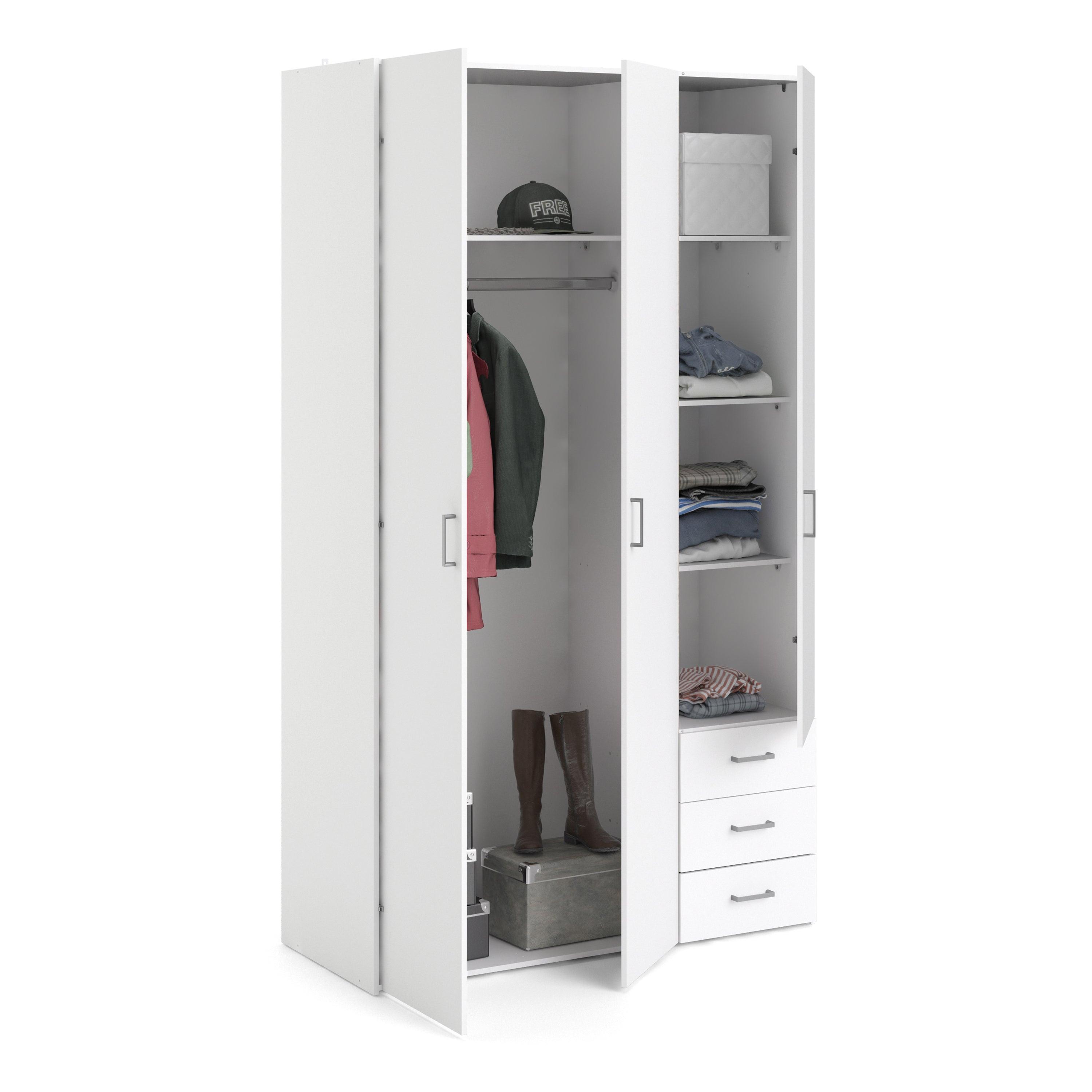 Space Wardrobe 3 Doors 3 Drawers in White 2000 - image 5