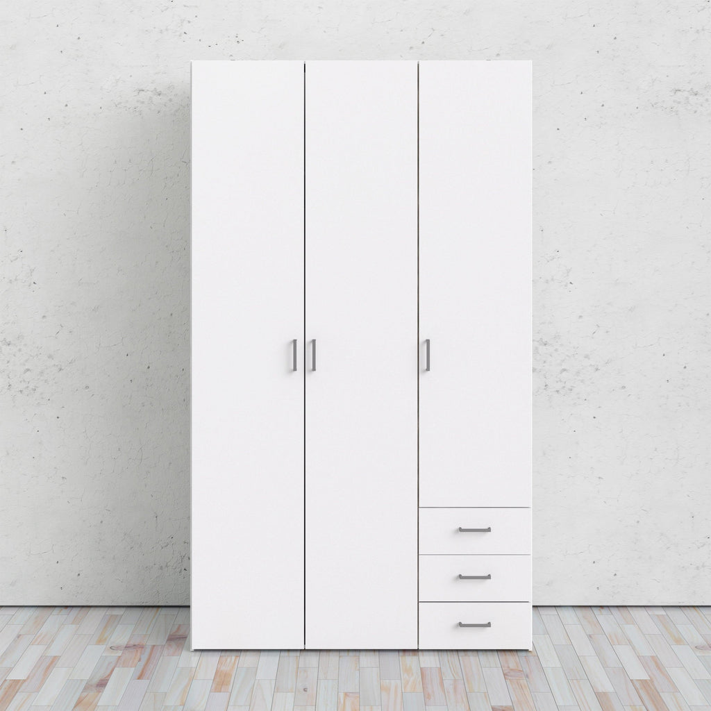 Space Wardrobe 3 Doors 3 Drawers in White 2000 - image 7