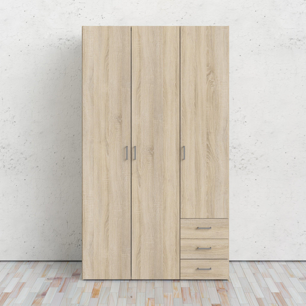 Space Wardrobe 3 Doors 3 Drawers in Oak 2000 - image 10