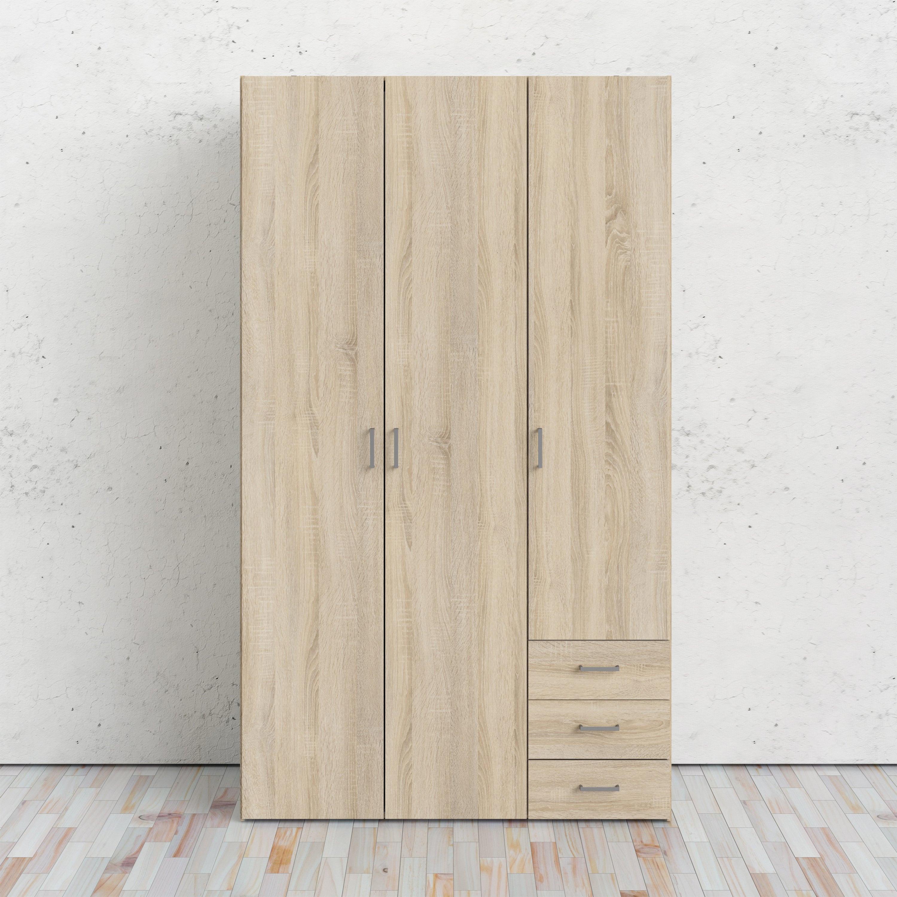 Space Wardrobe 3 Doors 3 Drawers in Oak 2000 - image 10