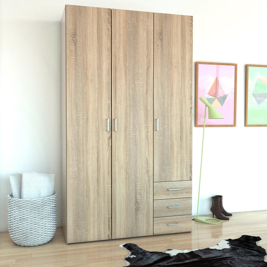 Space Wardrobe 3 Doors 3 Drawers in Oak 2000 - image 6