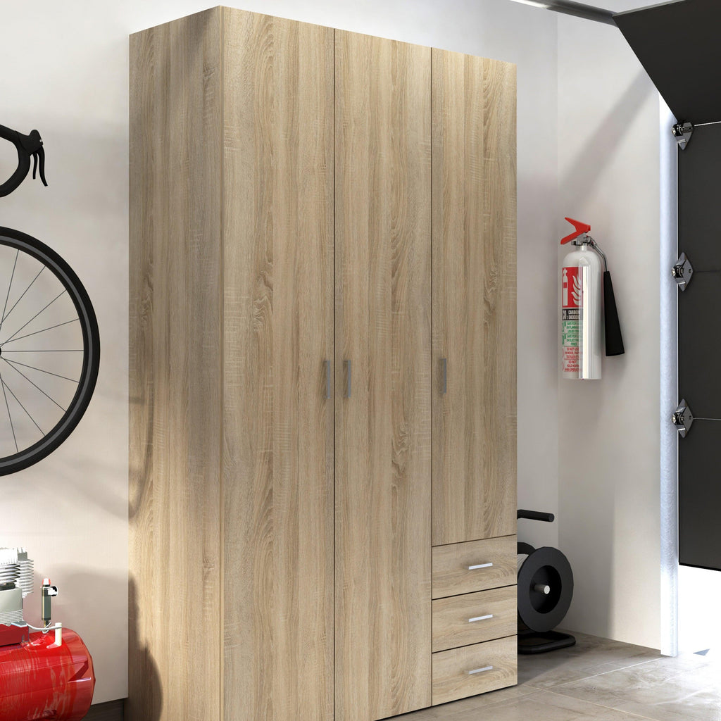Space Wardrobe 3 Doors 3 Drawers in Oak 2000 - image 7