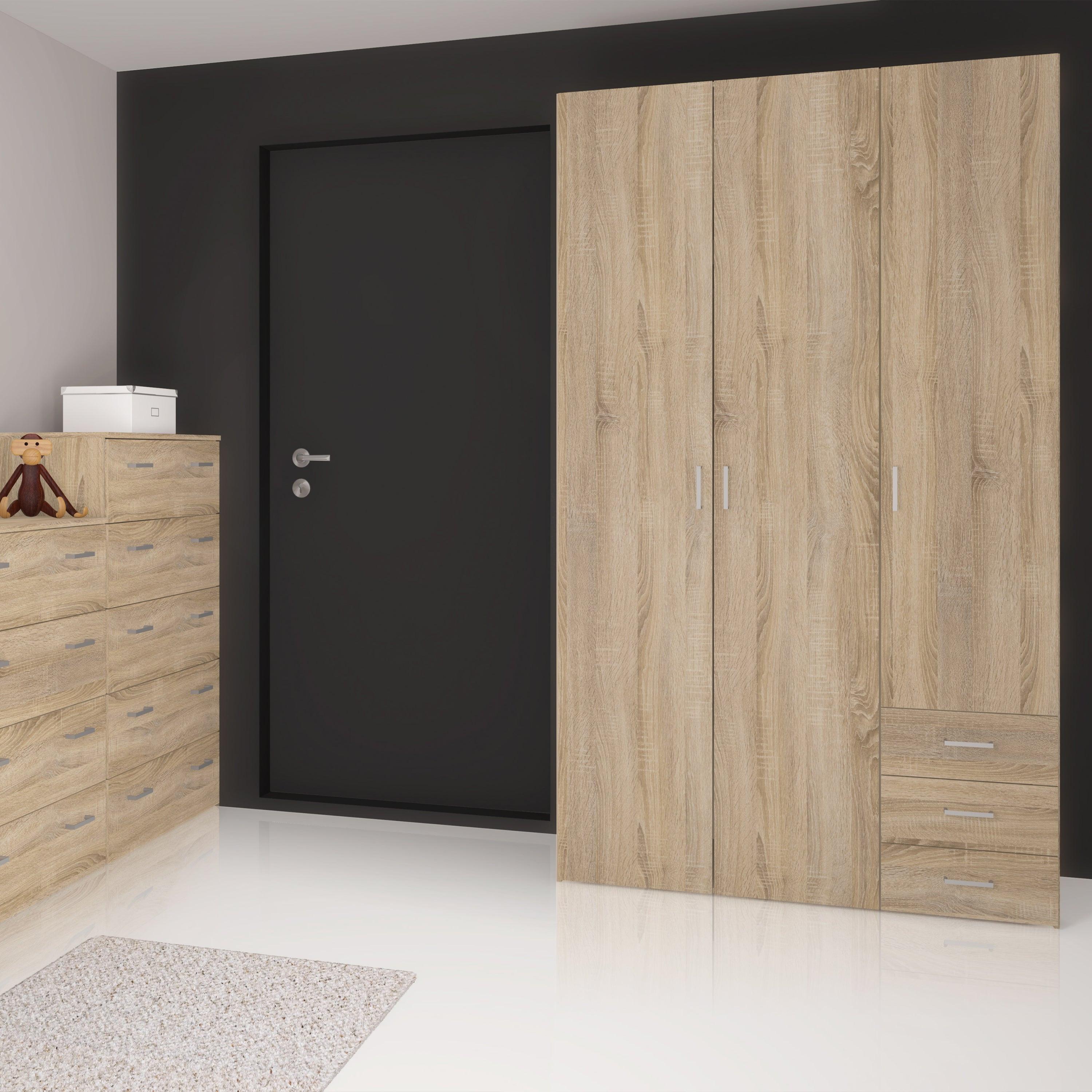 Space Wardrobe 3 Doors 3 Drawers in Oak 2000 - image 9