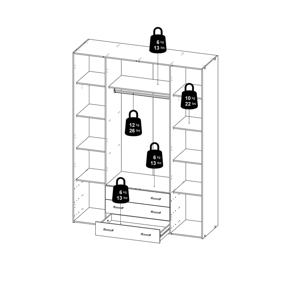 Space Wardrobe 4 Doors 3 Drawers in White 2000 - image 11
