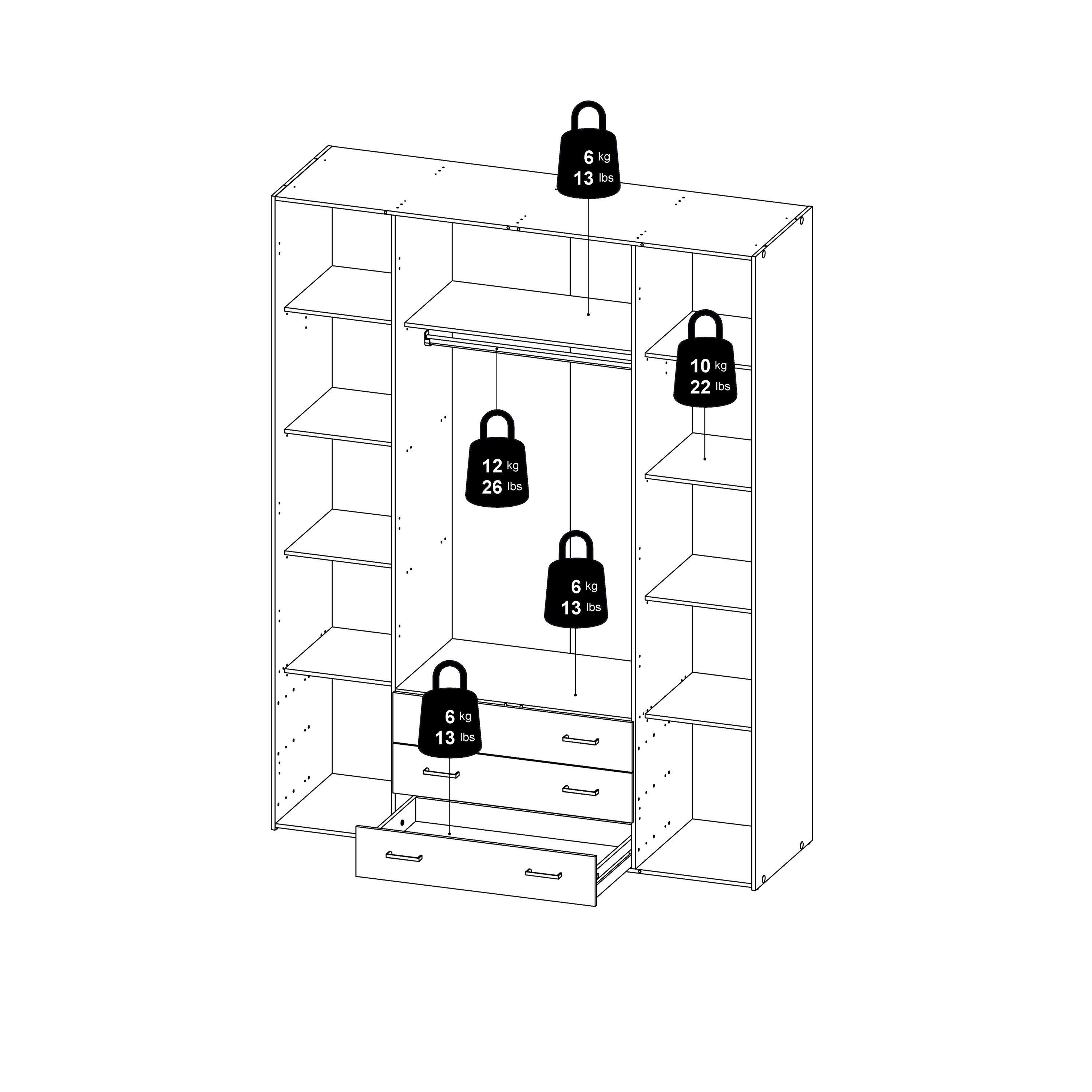 Space Wardrobe 4 Doors 3 Drawers in White 2000 - image 11
