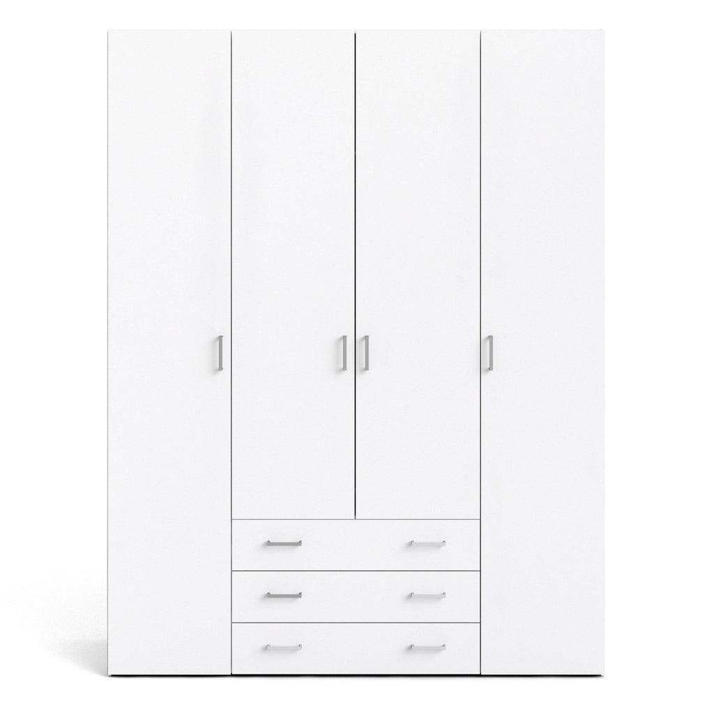 Space Wardrobe 4 Doors 3 Drawers in White 2000 - image 2
