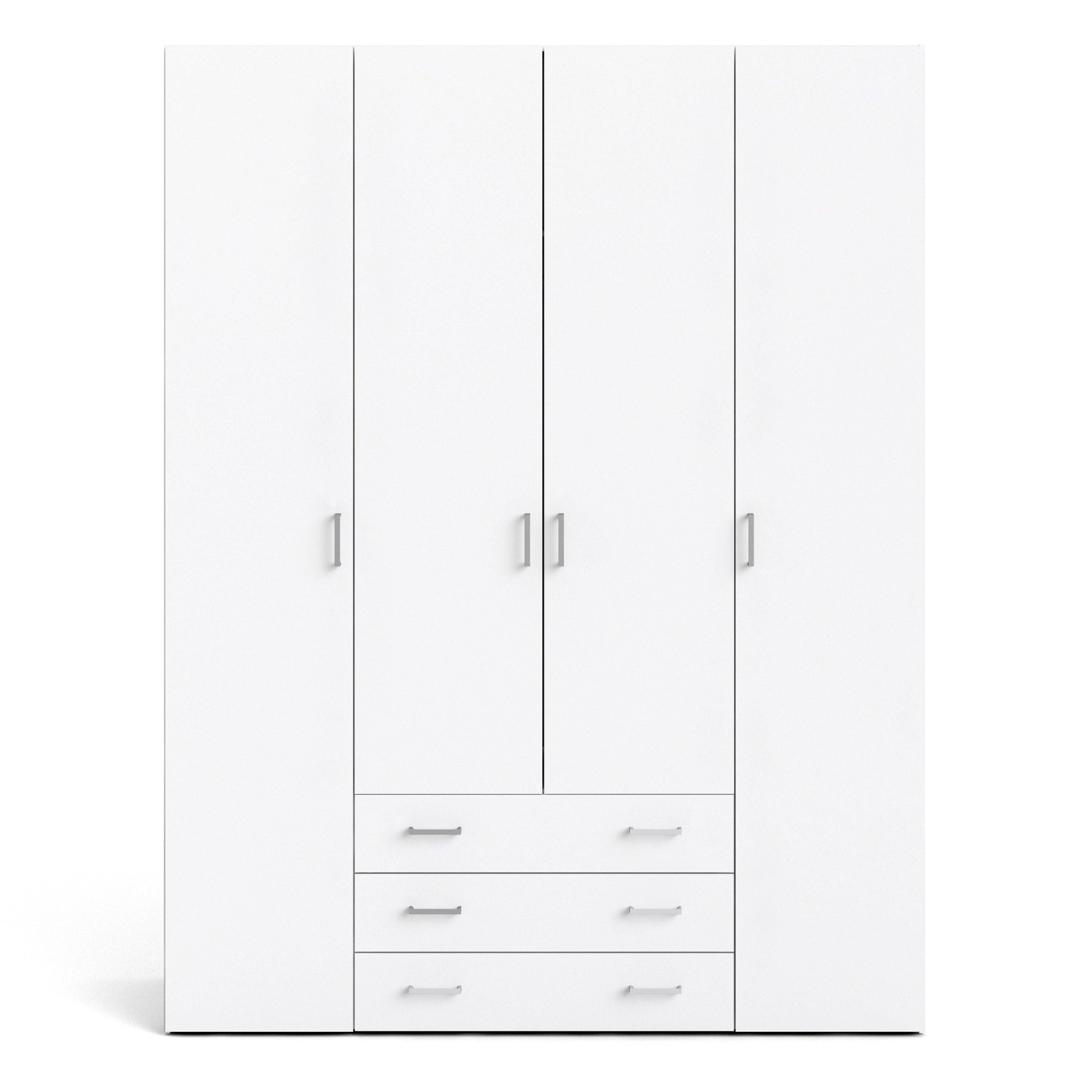 Space Wardrobe 4 Doors 3 Drawers in White 2000 - image 2
