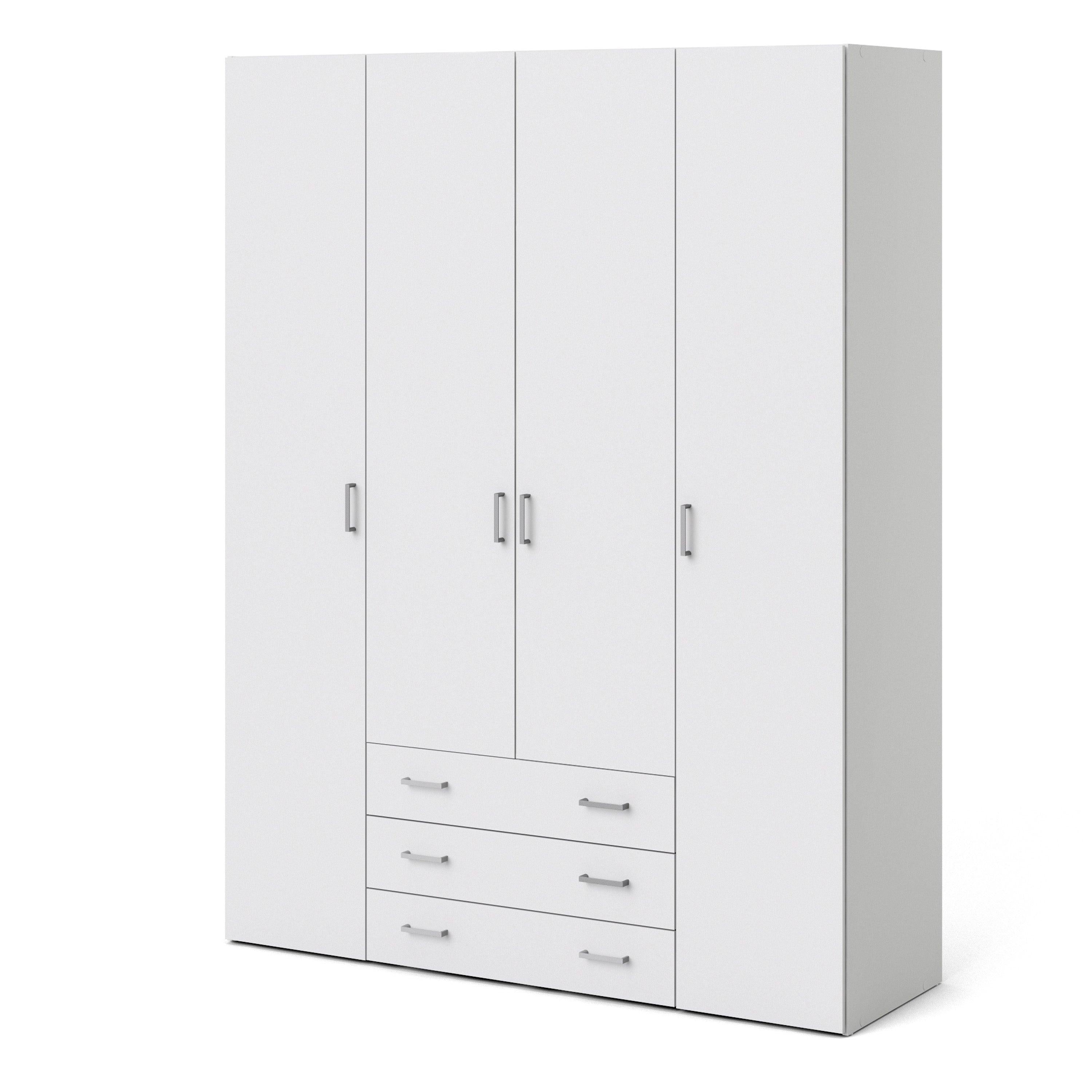 Space Wardrobe 4 Doors 3 Drawers in White 2000 - image 3