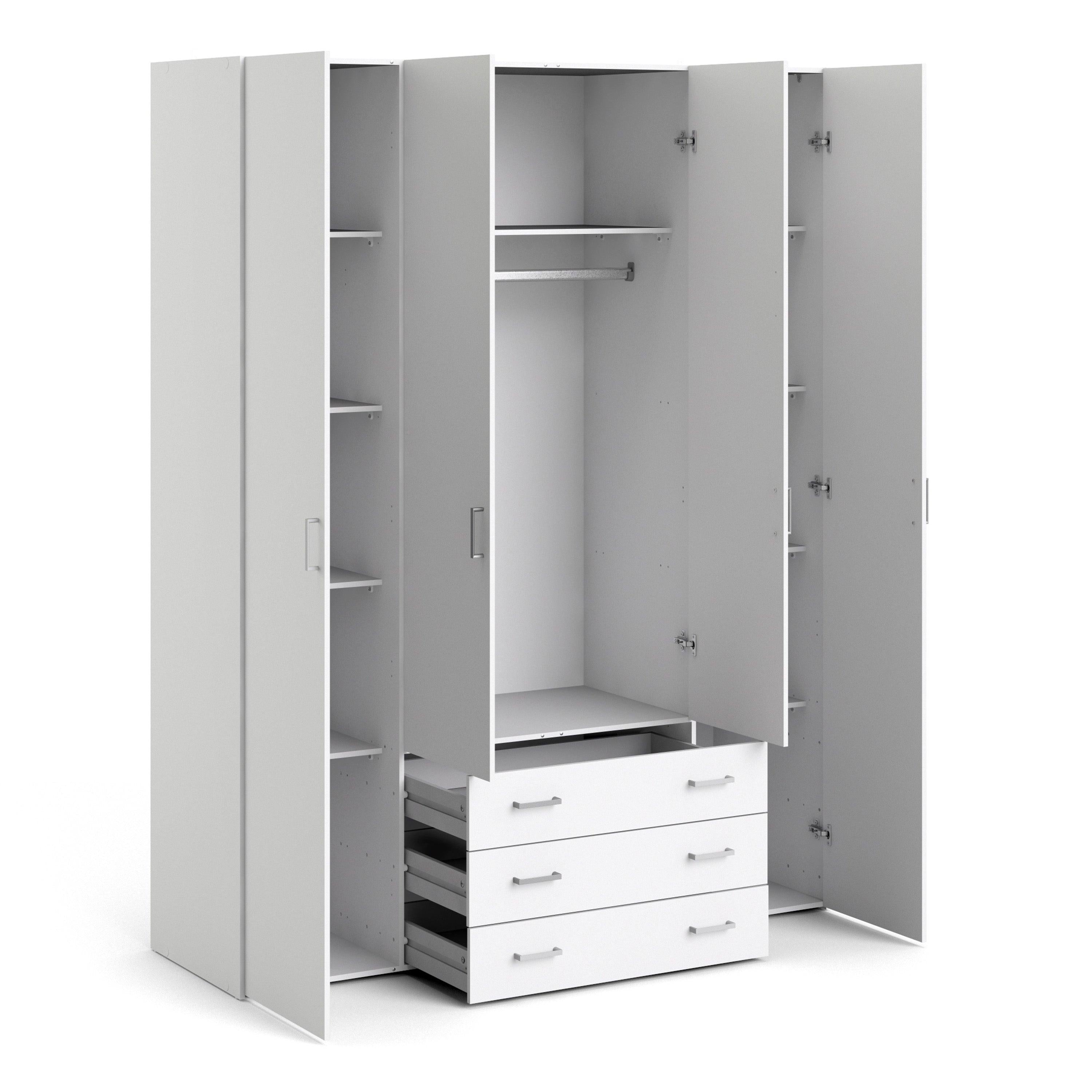 Space Wardrobe 4 Doors 3 Drawers in White 2000 - image 4
