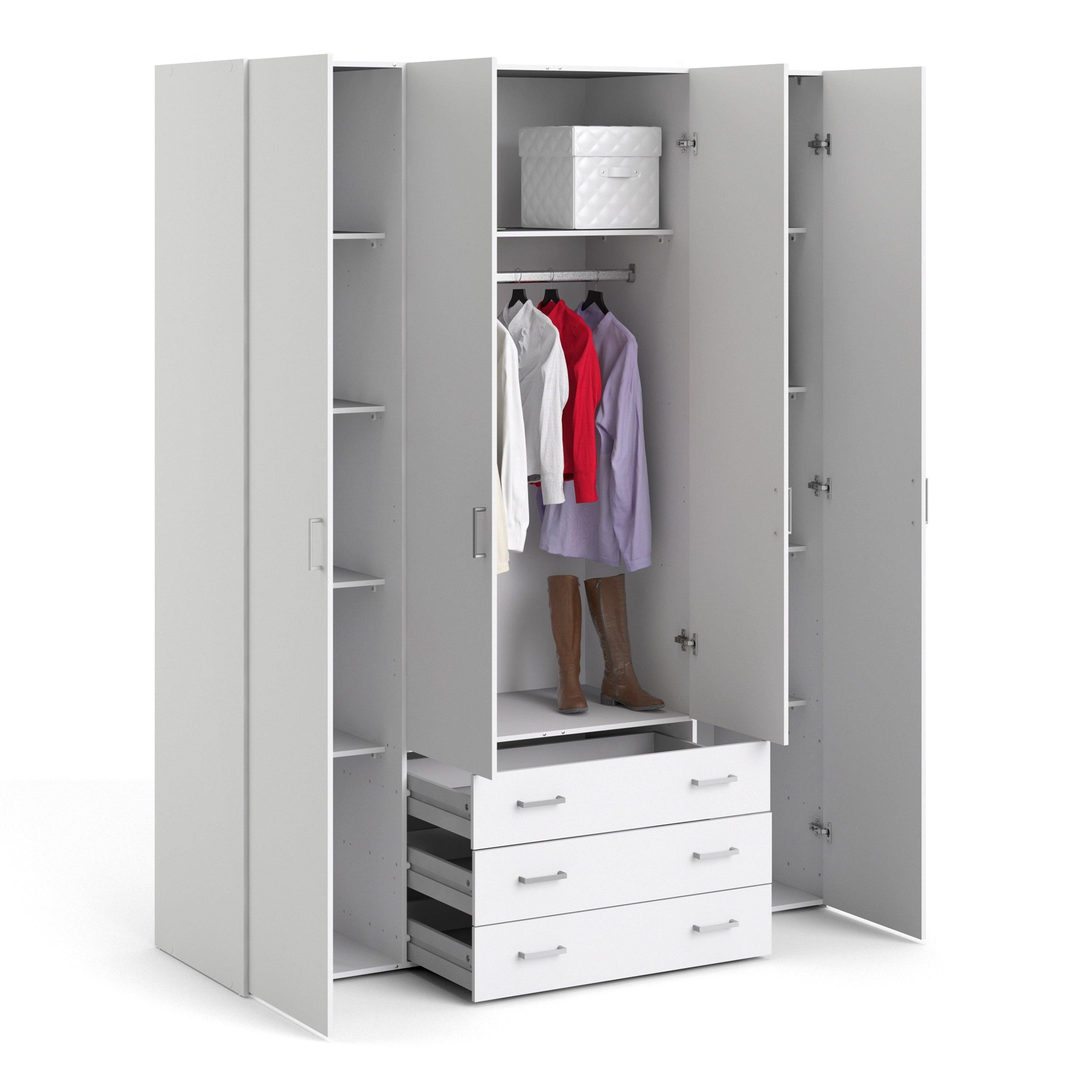 Space Wardrobe 4 Doors 3 Drawers in White 2000 - image 5