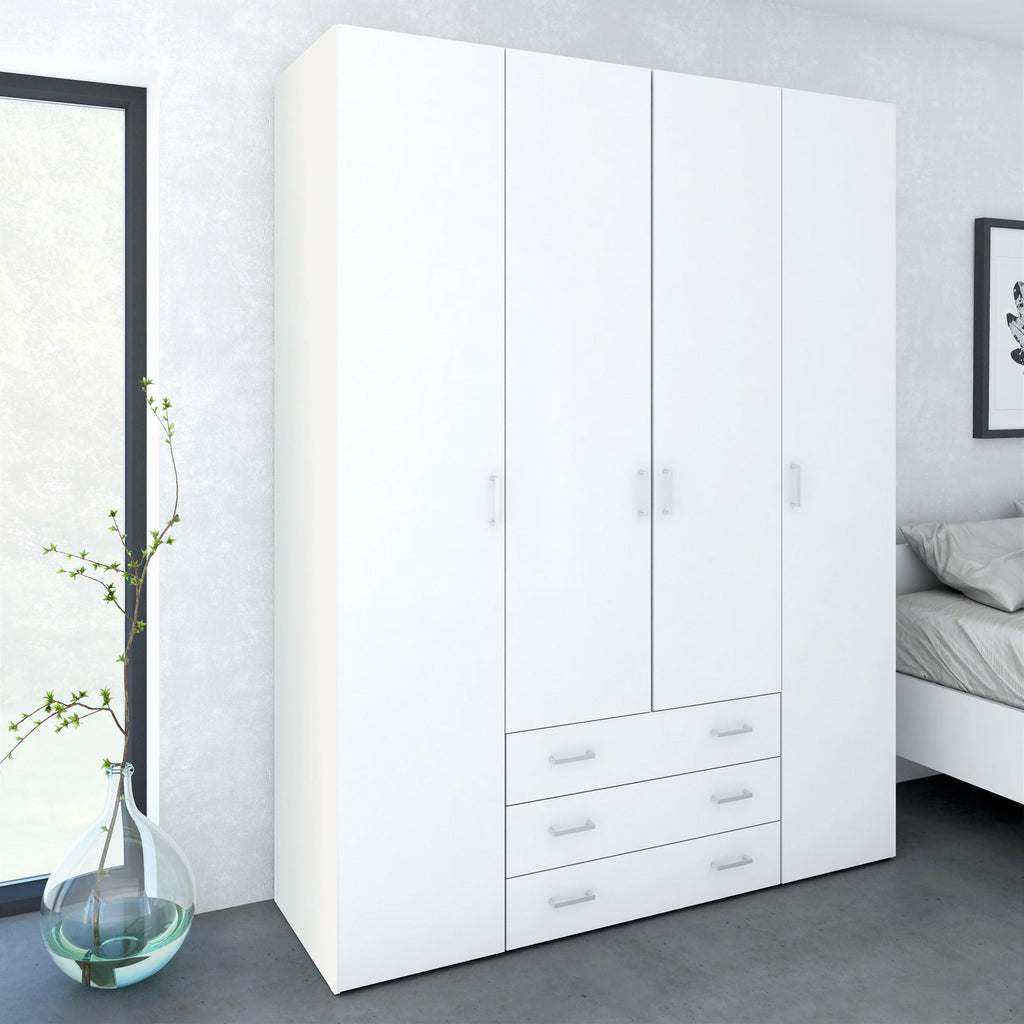 Space Wardrobe 4 Doors 3 Drawers in White 2000 - image 6