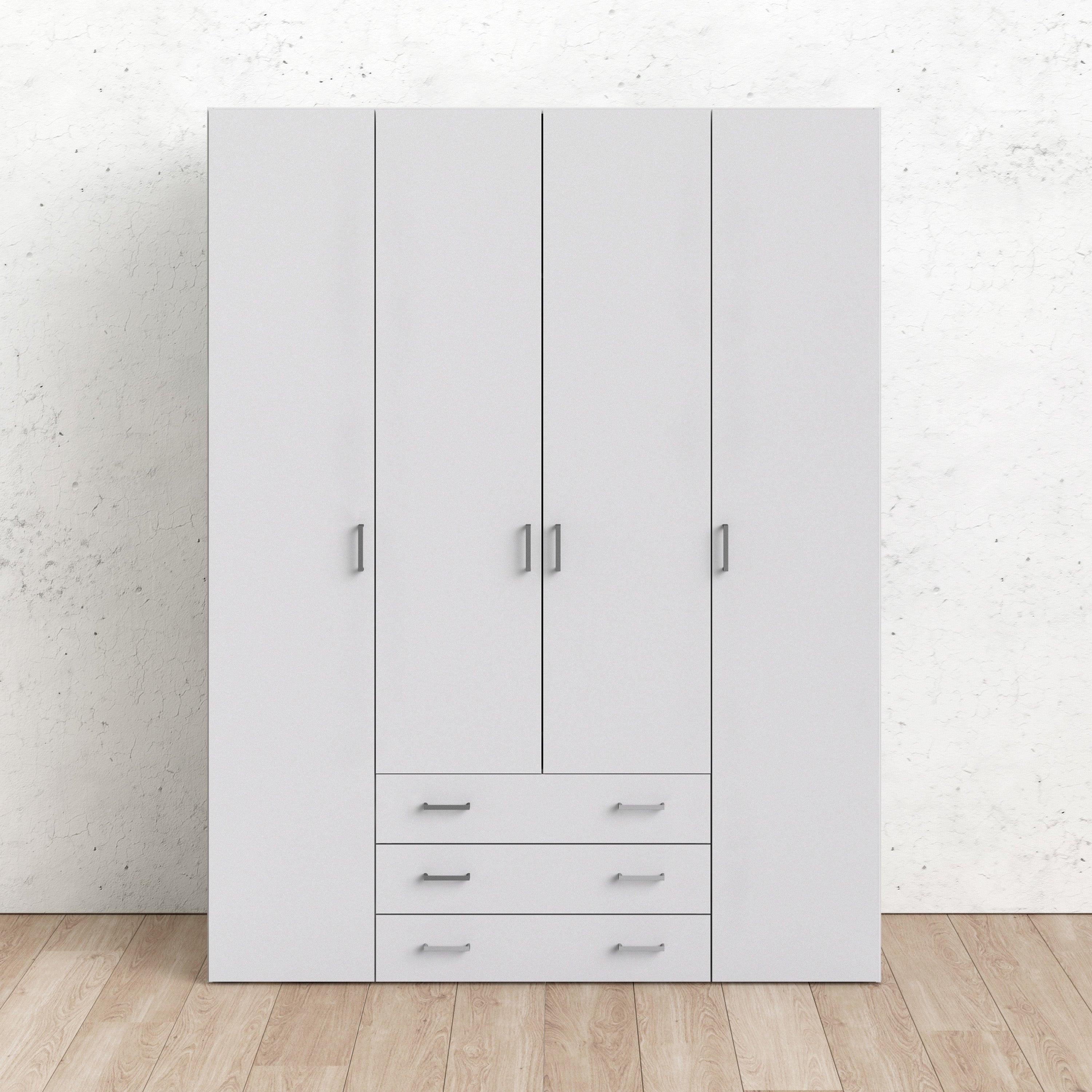 Space Wardrobe 4 Doors 3 Drawers in White 2000 - image 7