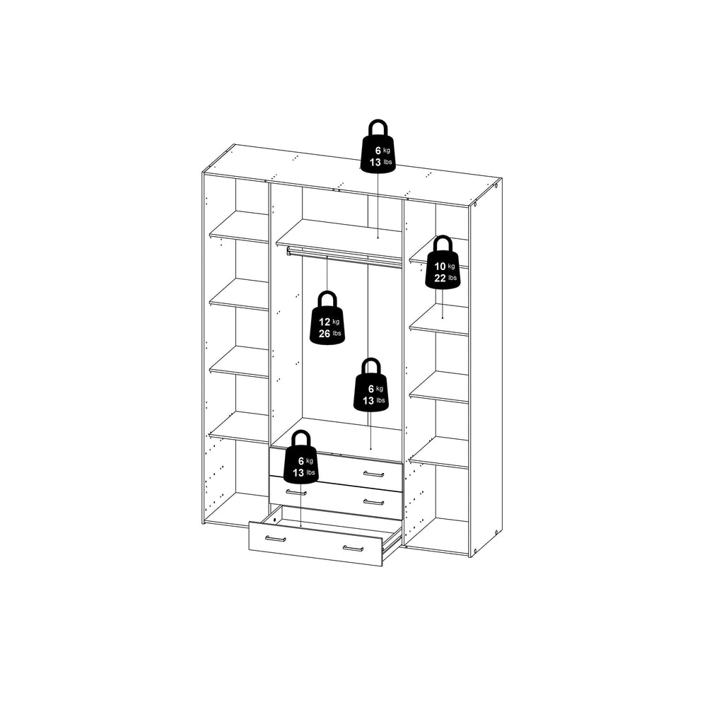 Space Wardrobe 4 Doors 3 Drawers in Oak 2000 - image 13