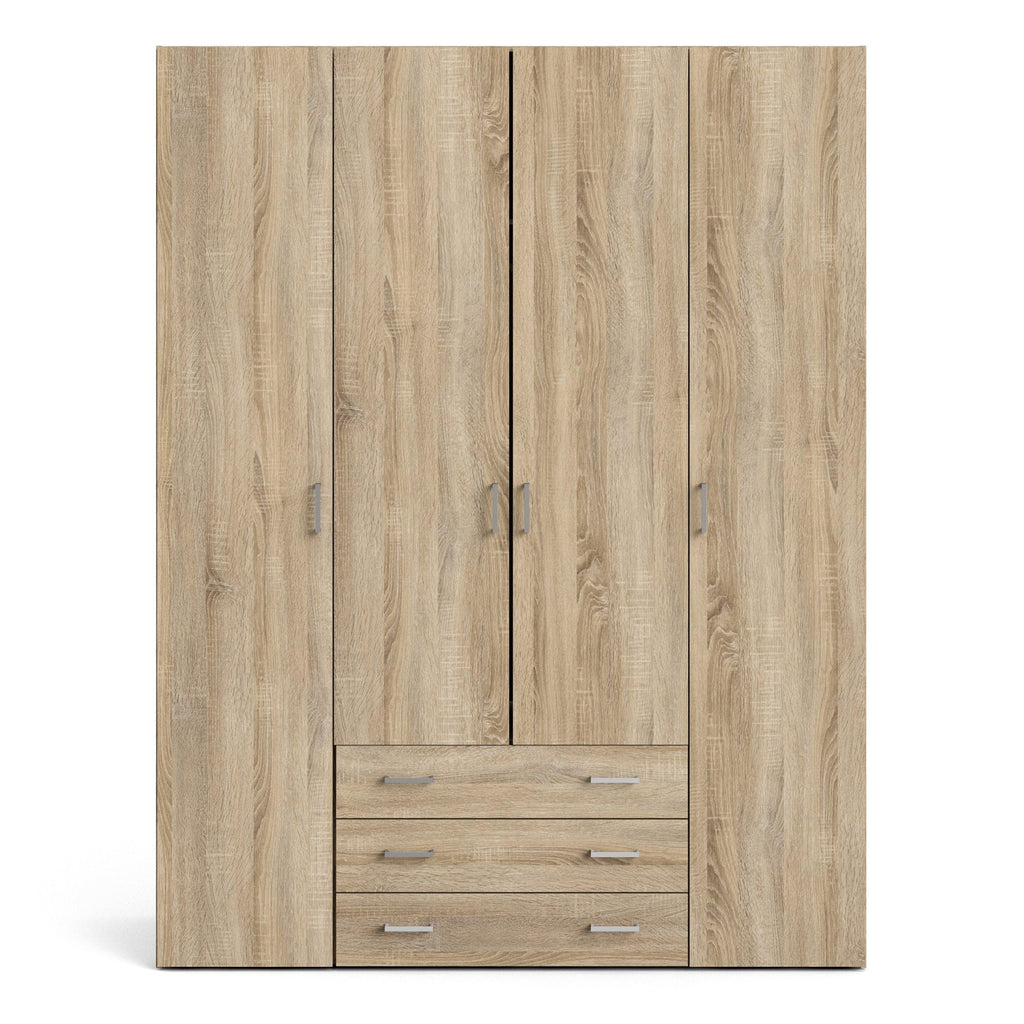 Space Wardrobe 4 Doors 3 Drawers in Oak 2000 - image 2