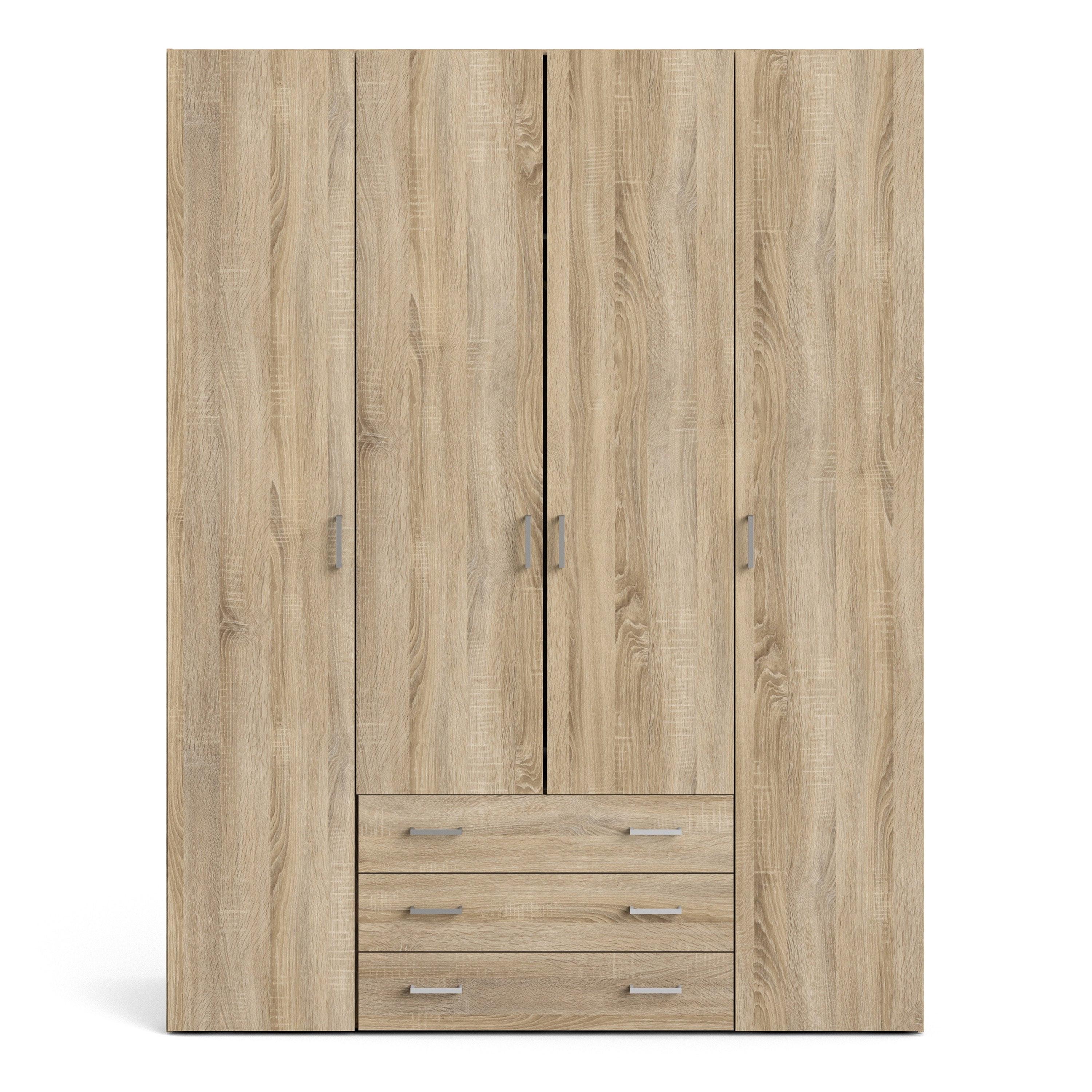 Space Wardrobe 4 Doors 3 Drawers in Oak 2000 - image 2