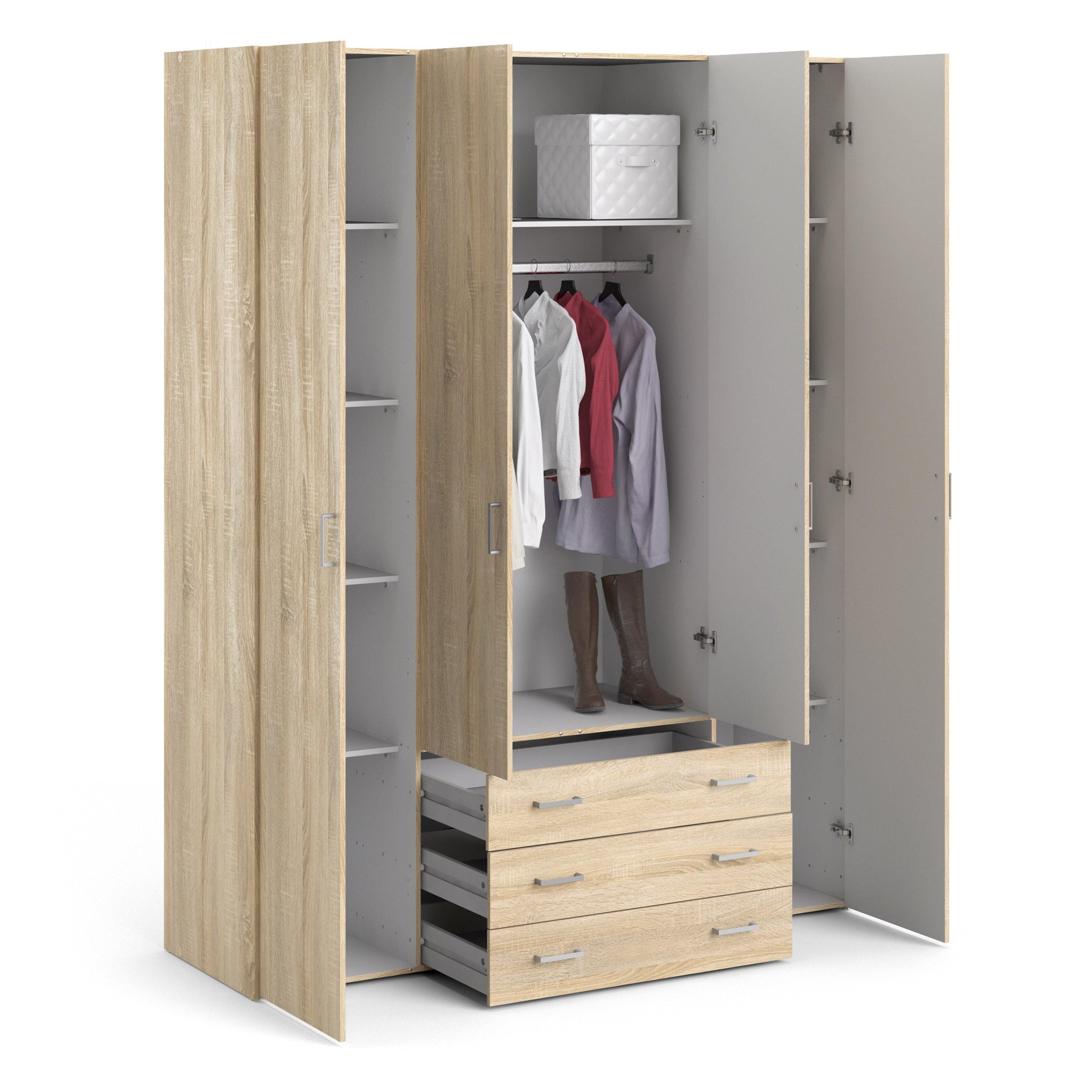 Space Wardrobe 4 Doors 3 Drawers in Oak 2000 - image 5
