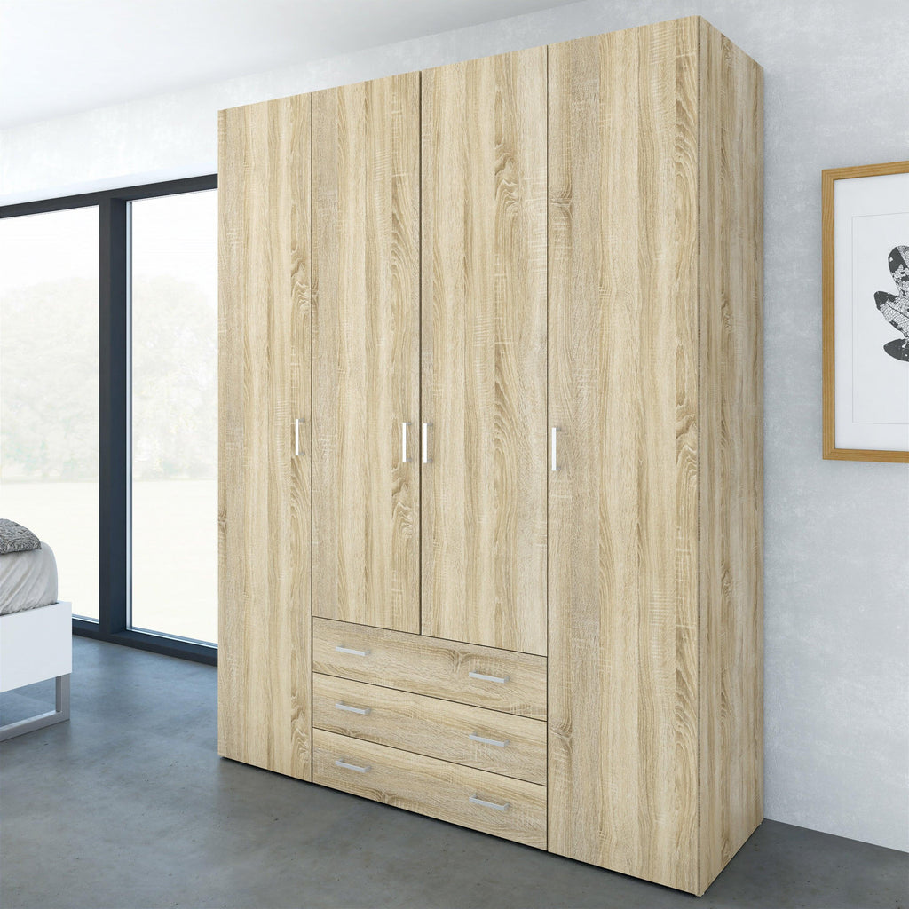 Space Wardrobe 4 Doors 3 Drawers in Oak 2000 - image 6
