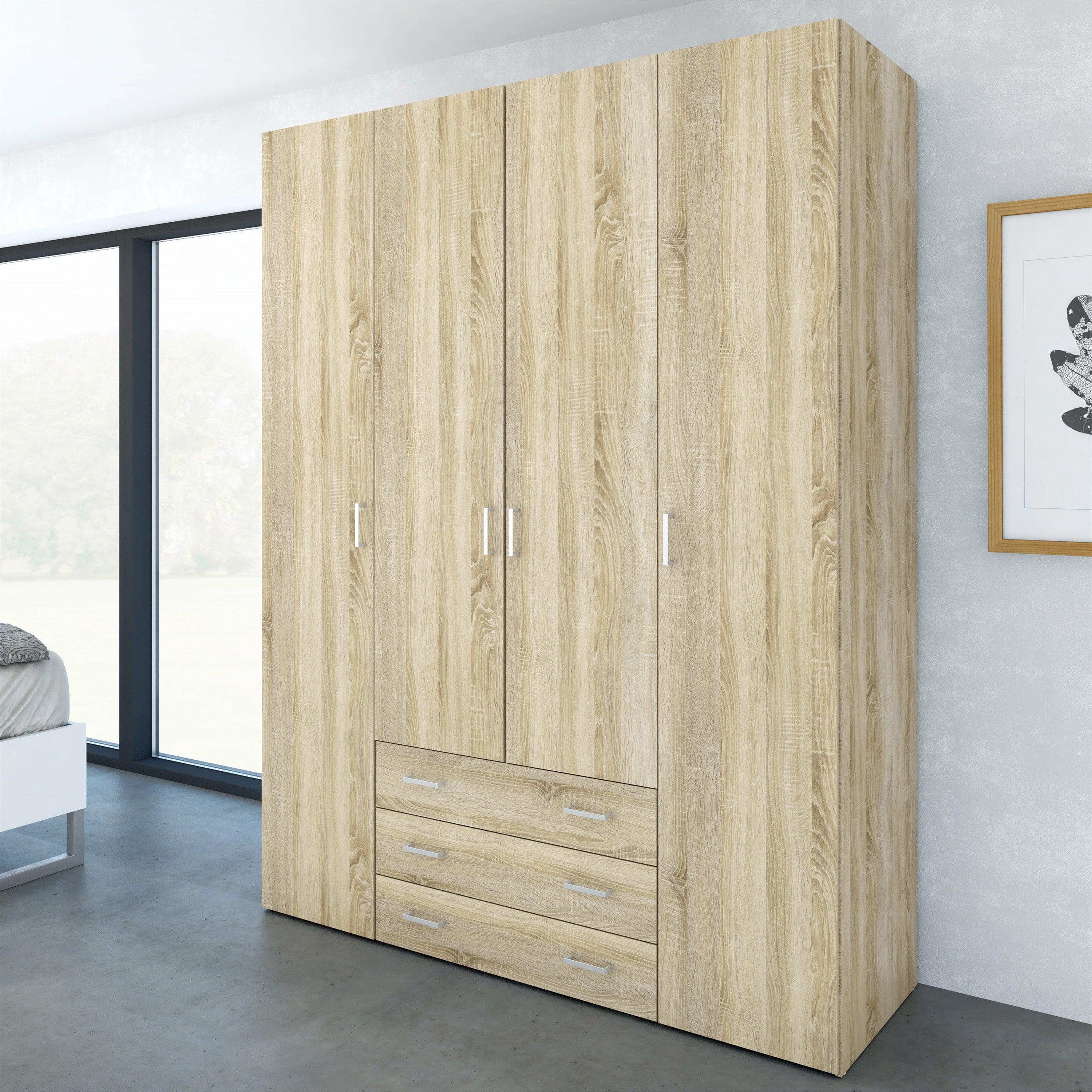 Space Wardrobe 4 Doors 3 Drawers in Oak 2000 - image 6