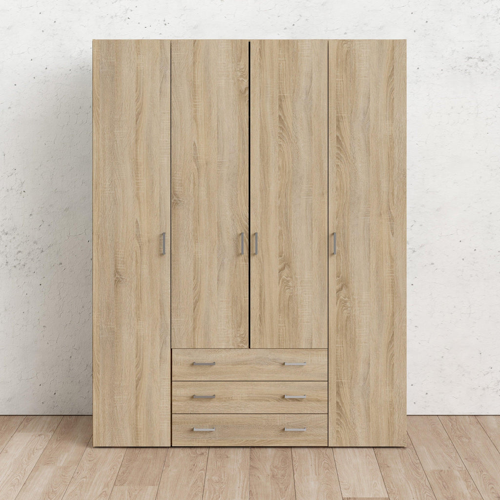 Space Wardrobe 4 Doors 3 Drawers in Oak 2000 - image 7
