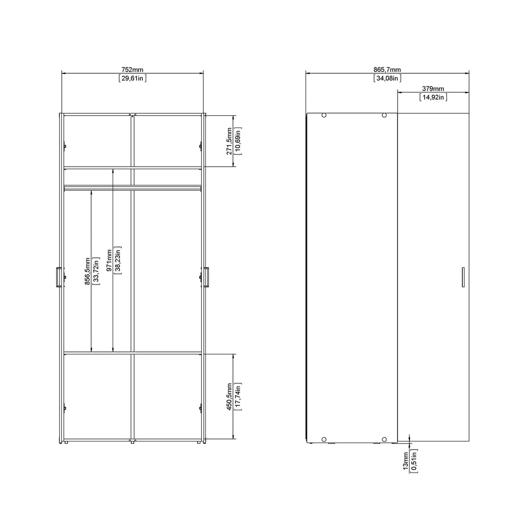 Space Wardrobe 2 Doors White 1750 - image 11