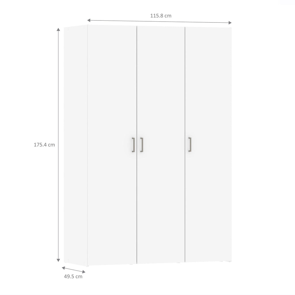 Space Wardrobe 3 Doors White 1750 - image 12