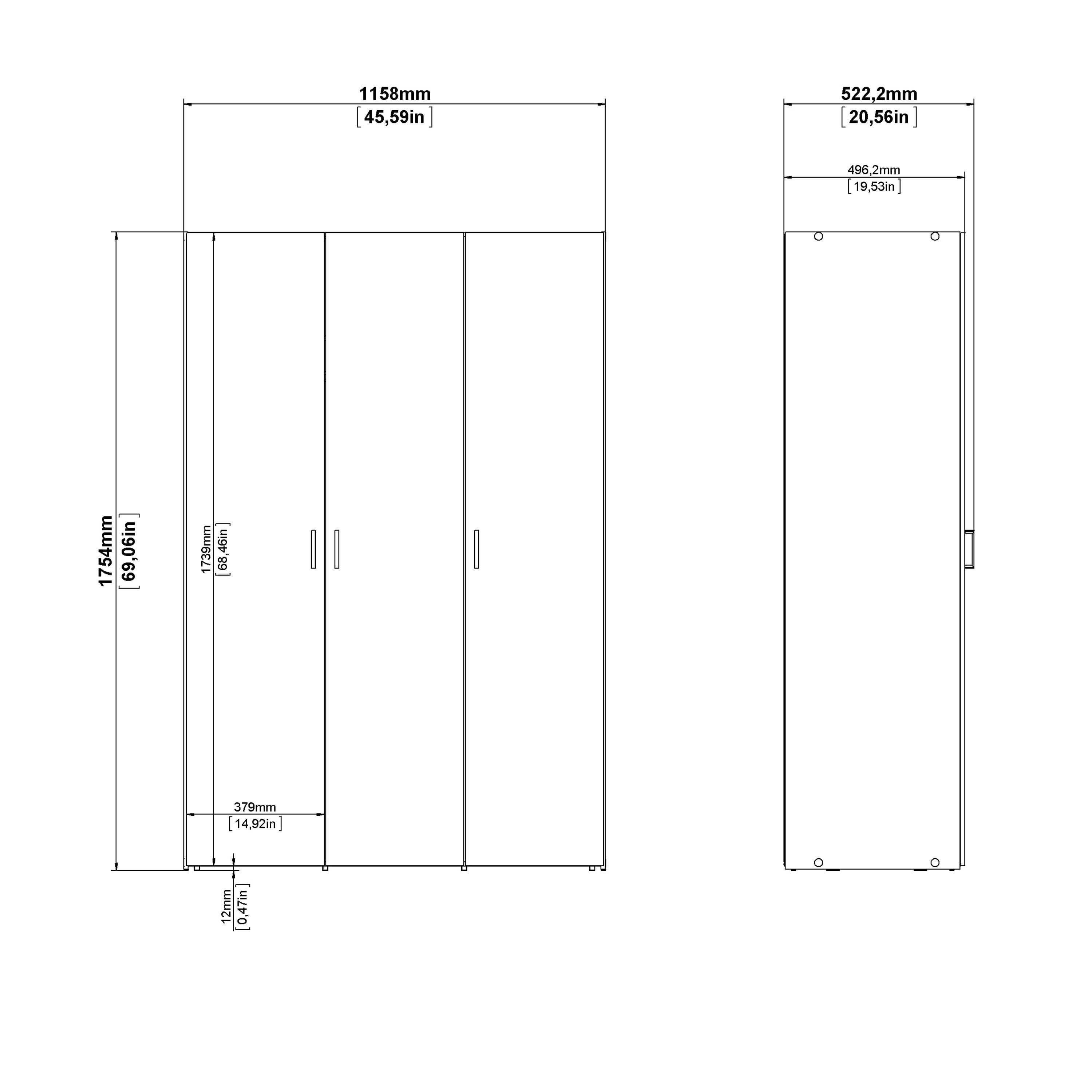 Space Wardrobe 3 Doors White 1750 - image 13