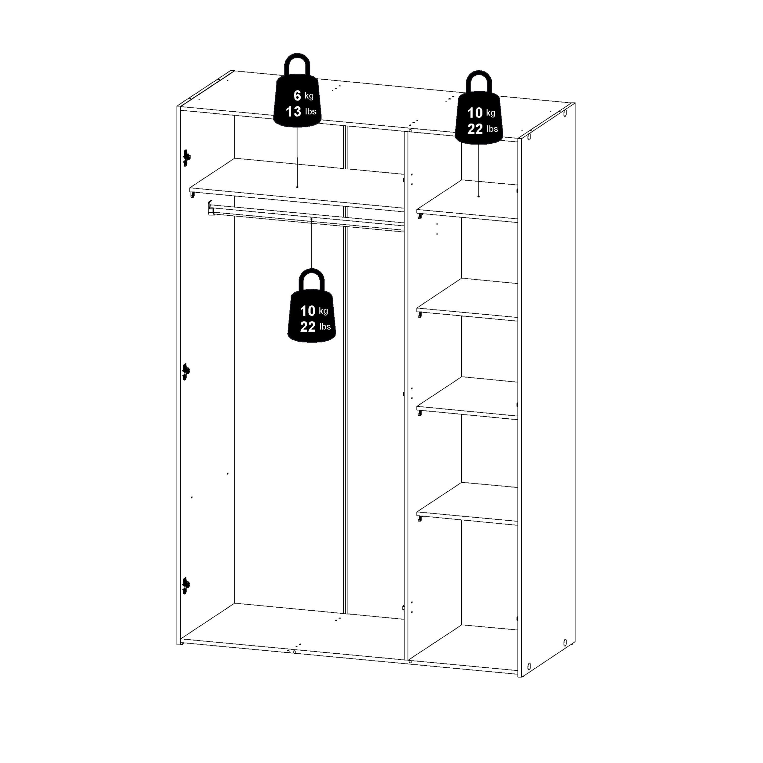 Space Wardrobe 3 Doors White 1750 - image 16
