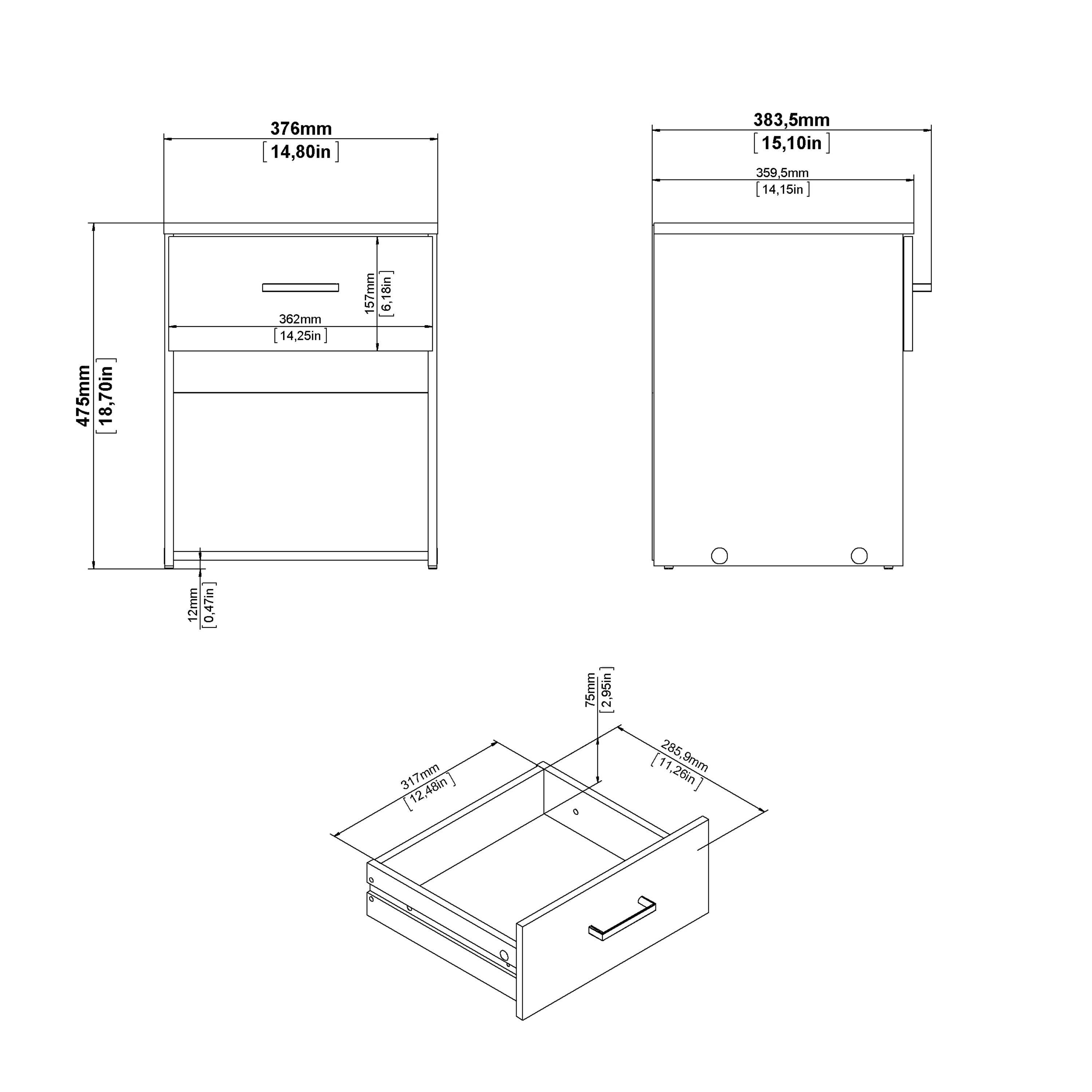 Space Bedside 1 Drawer in White - image 13