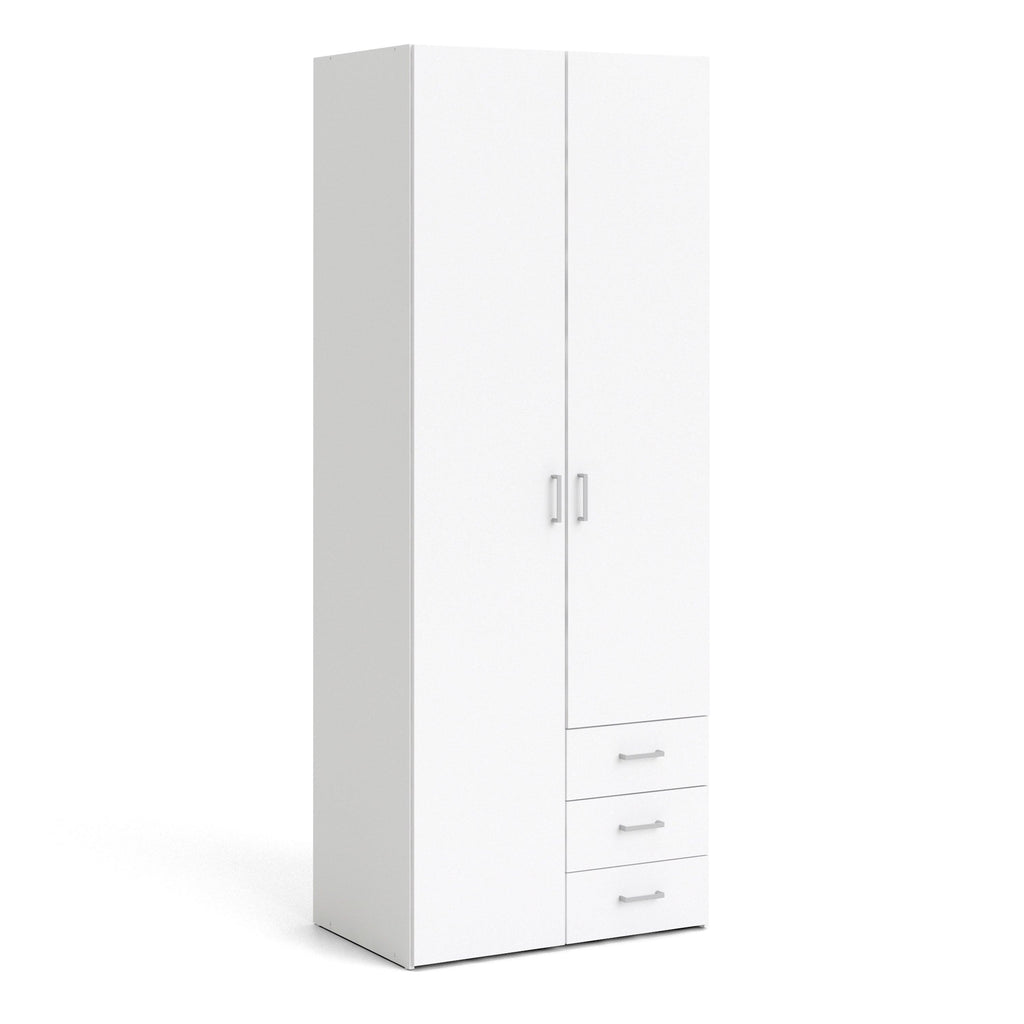 Space Wardrobe 2 Doors 3 Drawers in White 2000