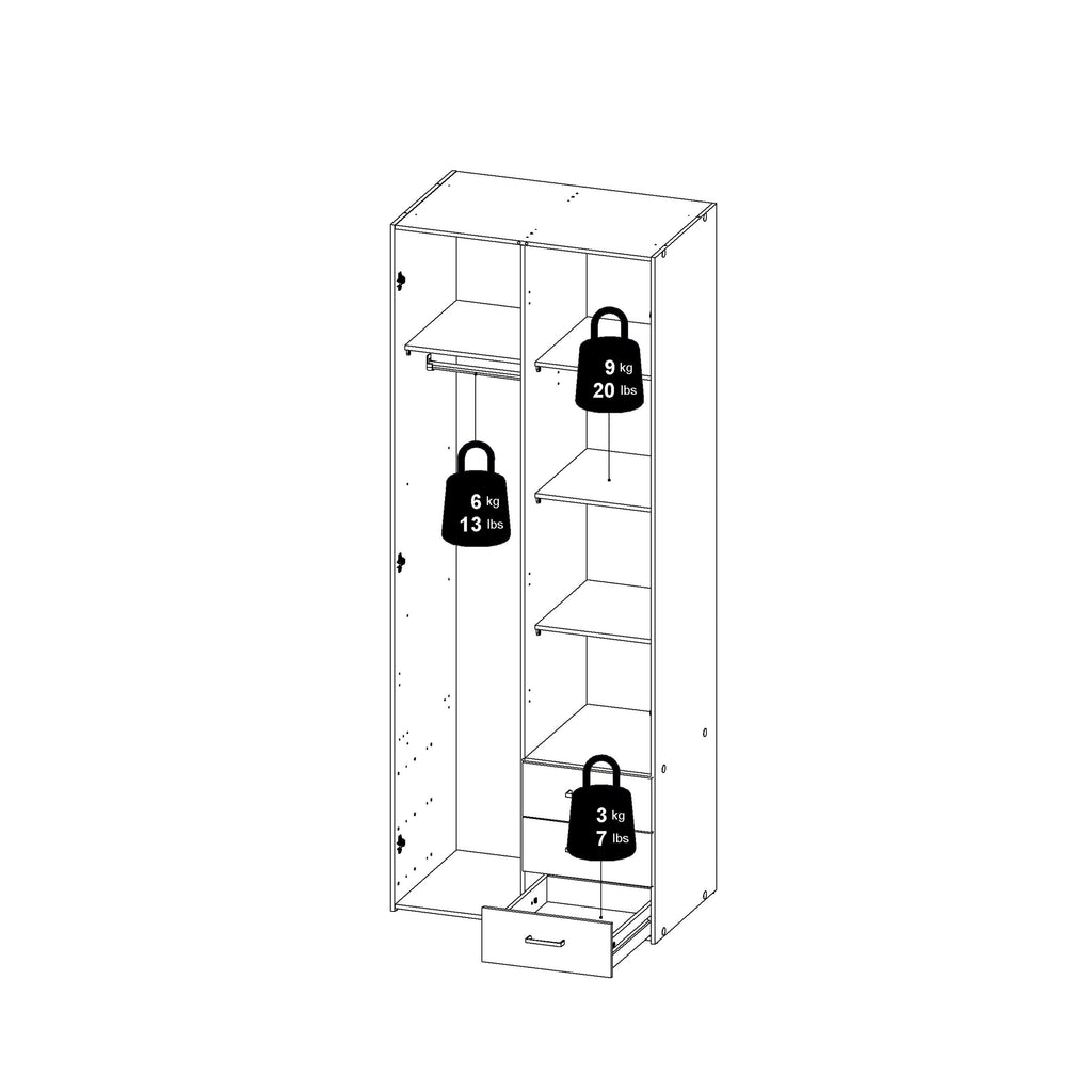 Space Wardrobe 2 Doors 3 Drawers in White 2000 - image 13