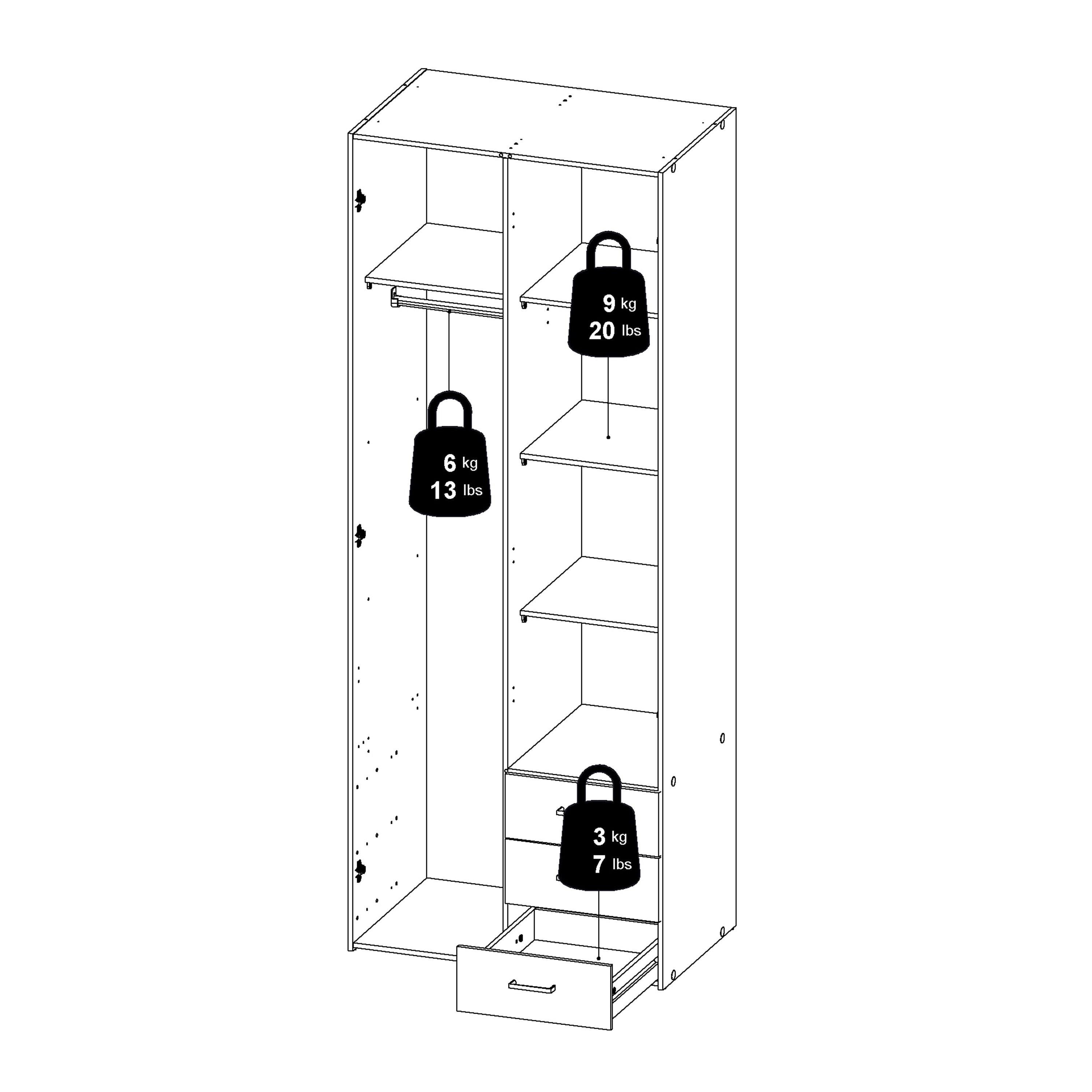 Space Wardrobe 2 Doors 3 Drawers in Oak 2000 - image 15