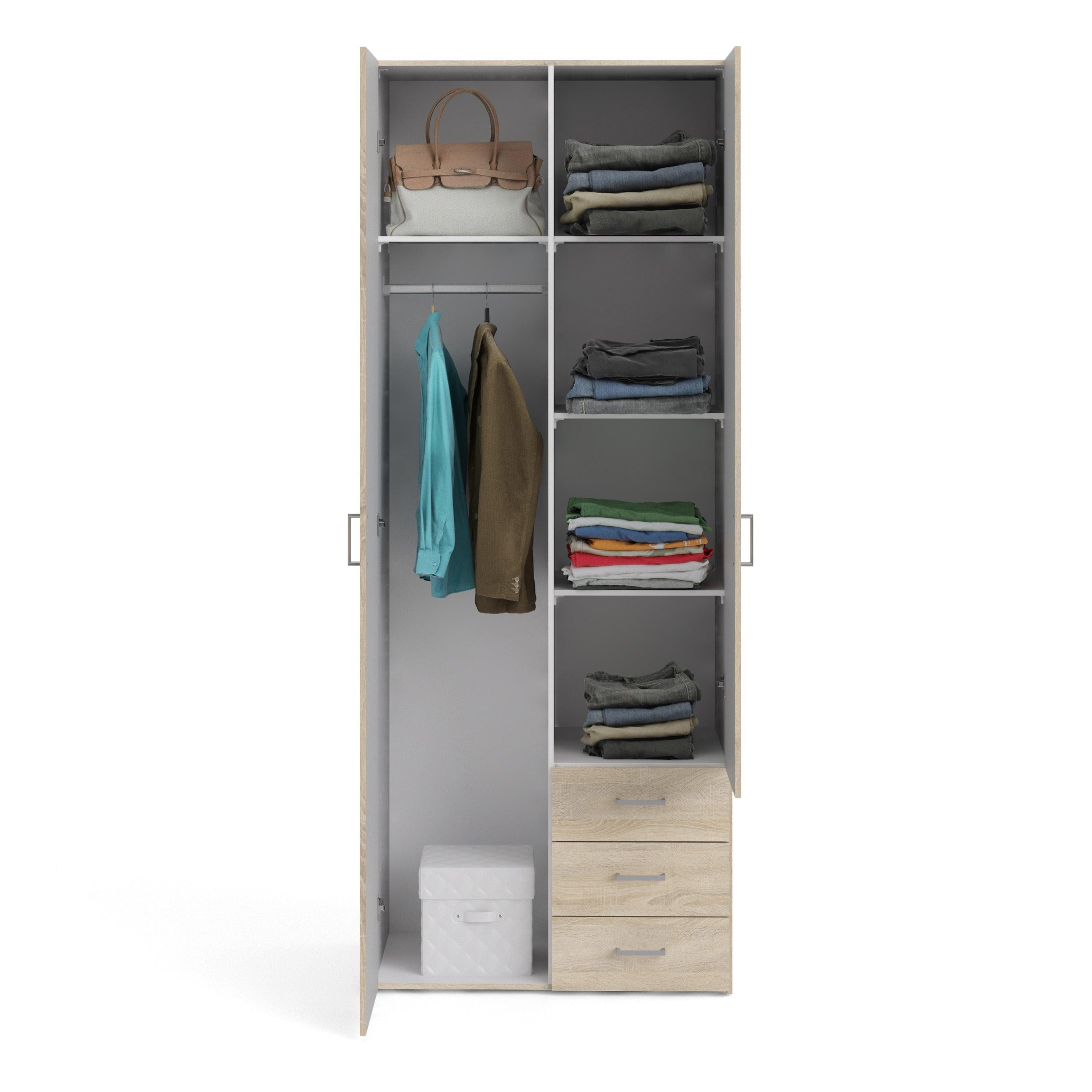 Space Wardrobe 2 Doors 3 Drawers in Oak 2000 - image 6
