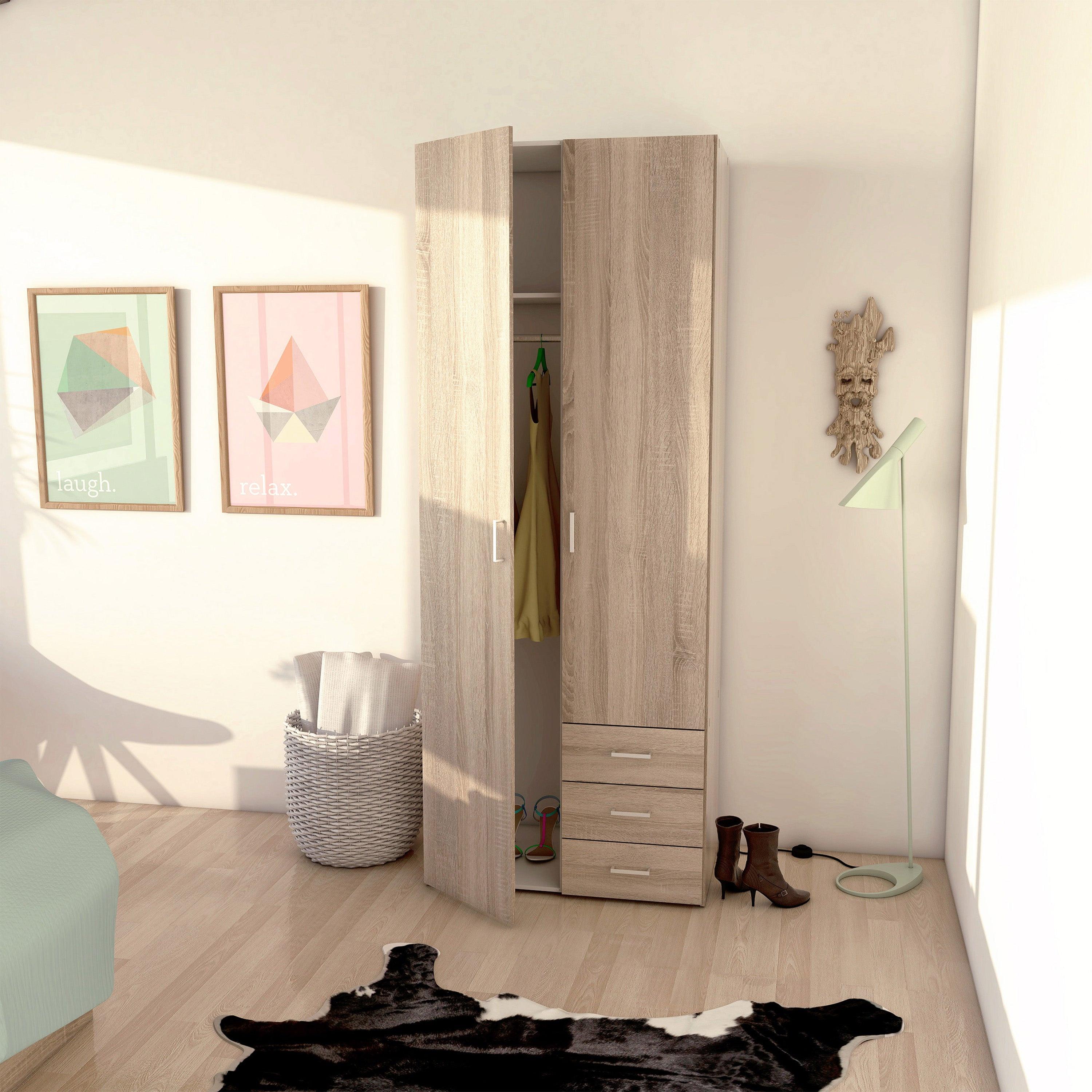 Space Wardrobe 2 Doors 3 Drawers in Oak 2000 - image 7
