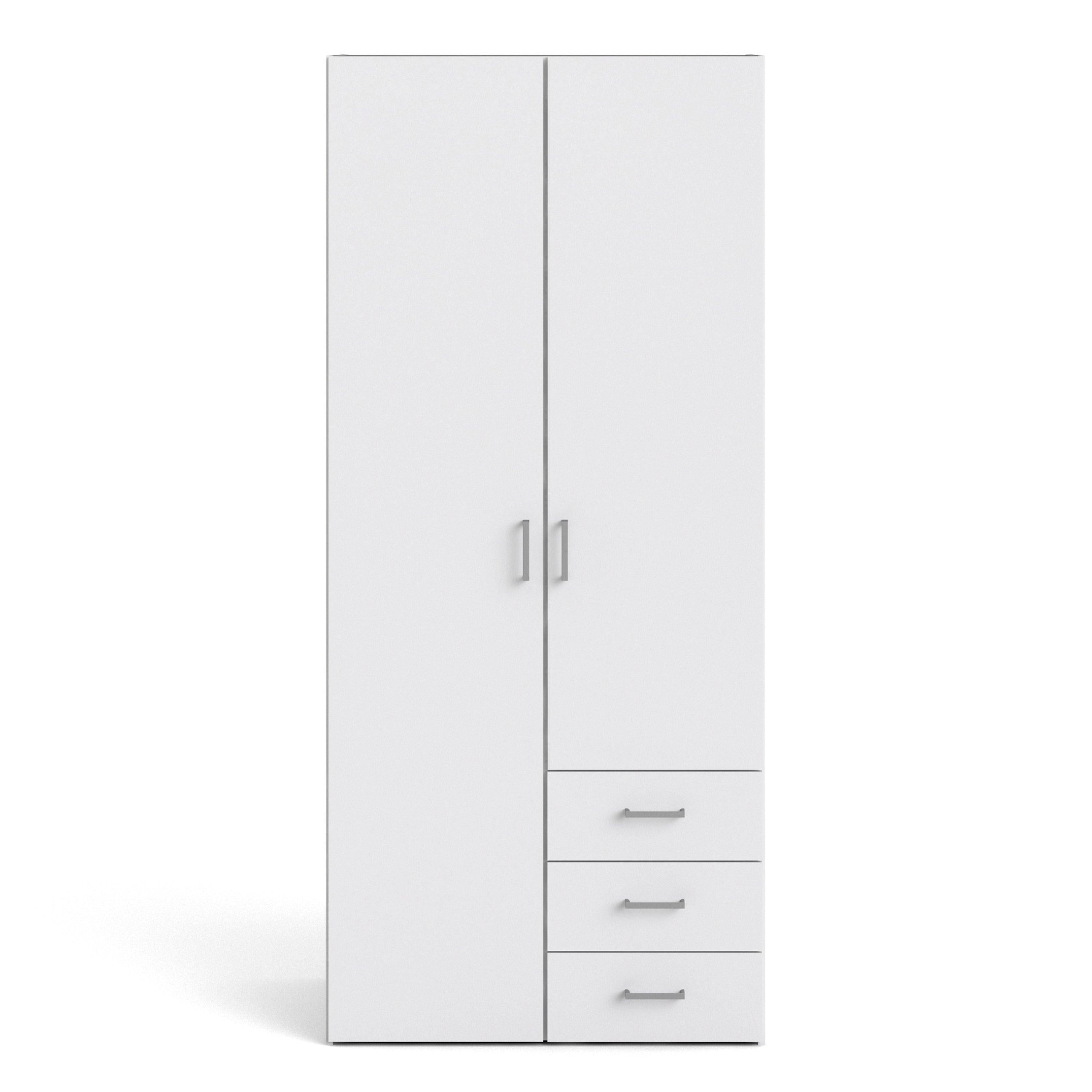 Space Wardrobe 2 Doors 3 Drawers White 1750 - image 2