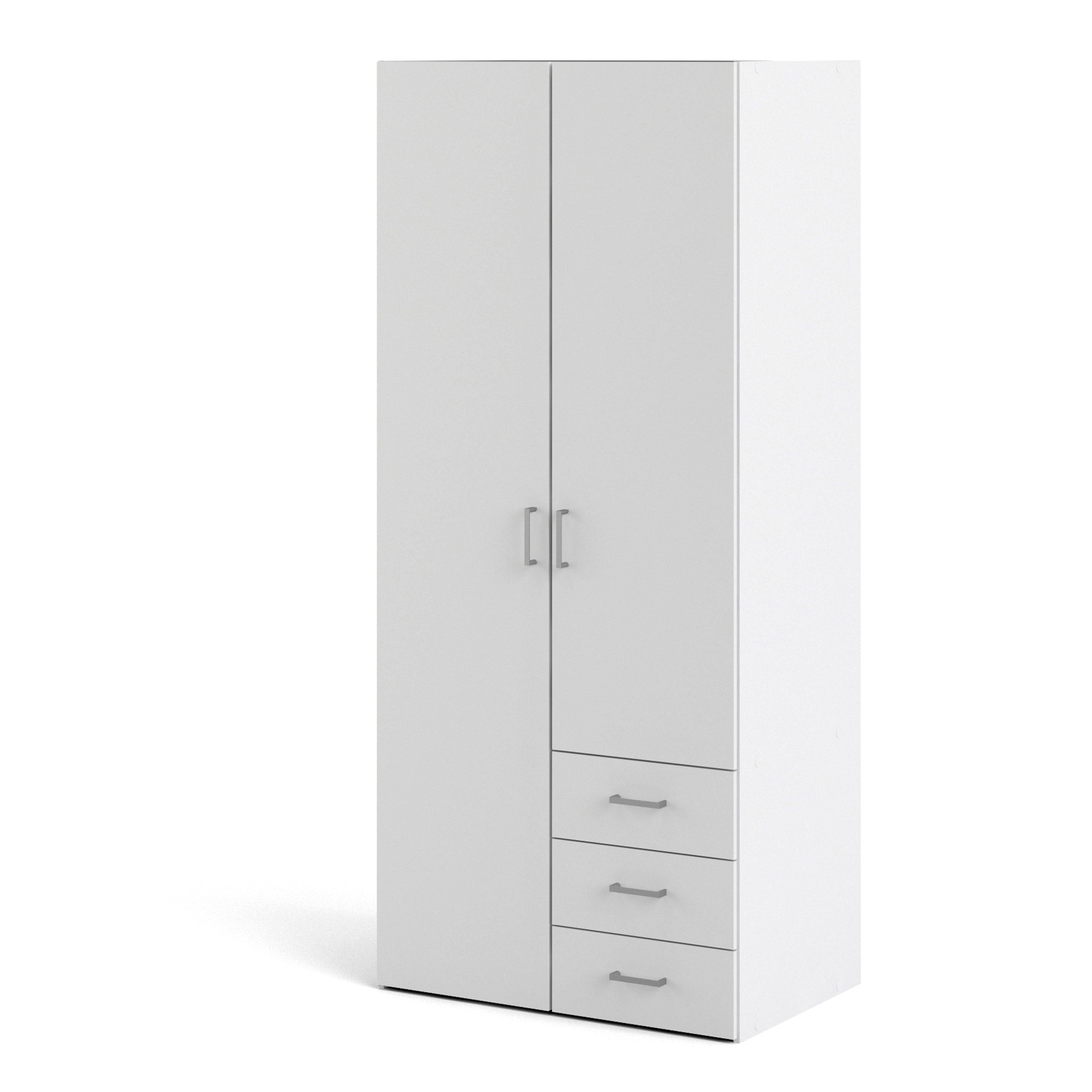 Space Wardrobe 2 Doors 3 Drawers White 1750 - image 3
