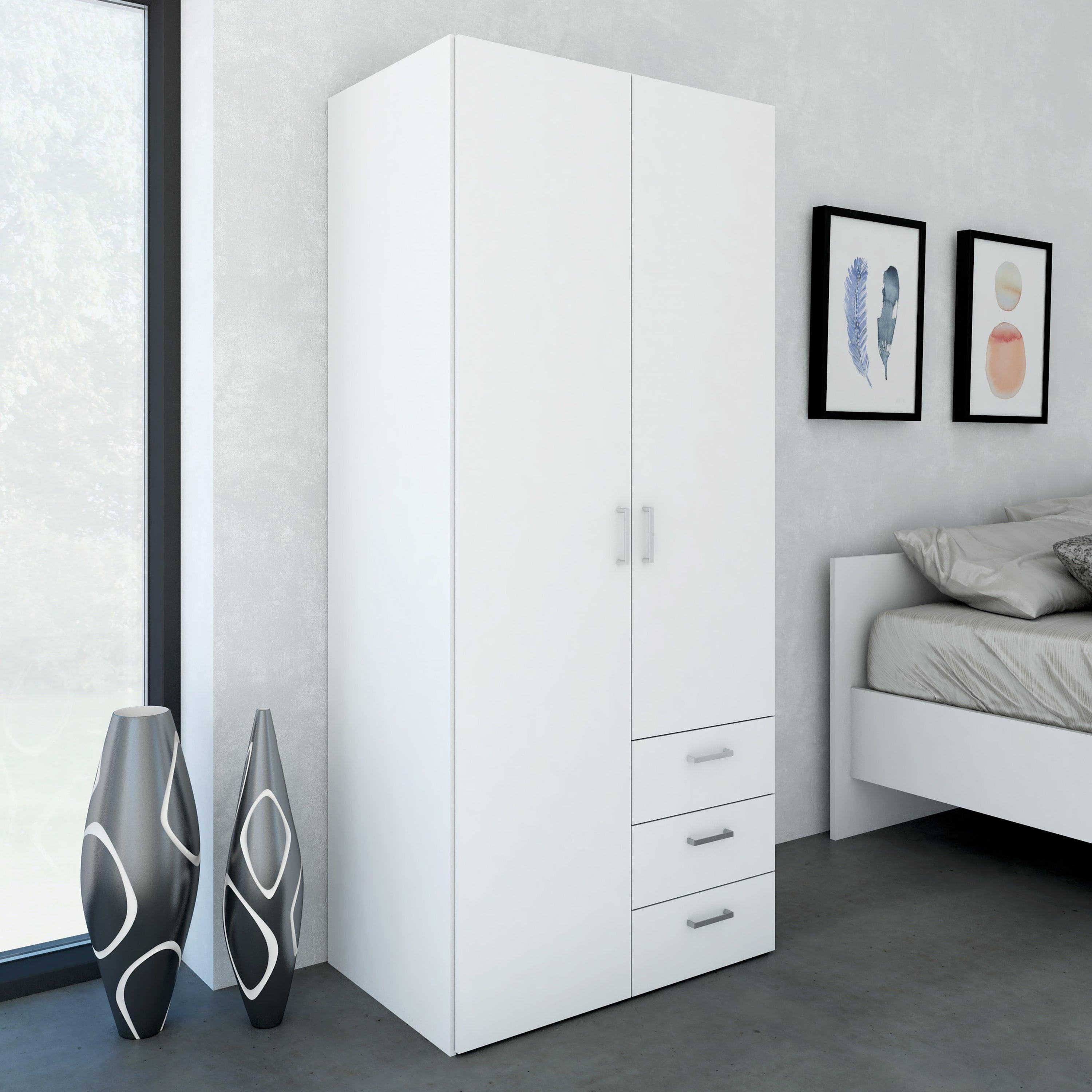 Space Wardrobe 2 Doors 3 Drawers White 1750 - image 6