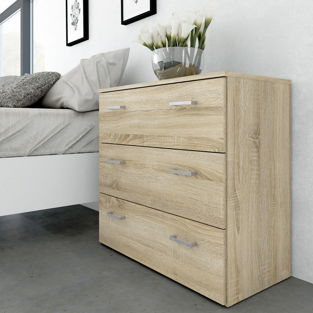 Space Package - Bedside 1 Drawer + Chest of 3 Drawers + Wardrobe with 2 Doors + 1 Drawer in Oak - image 8