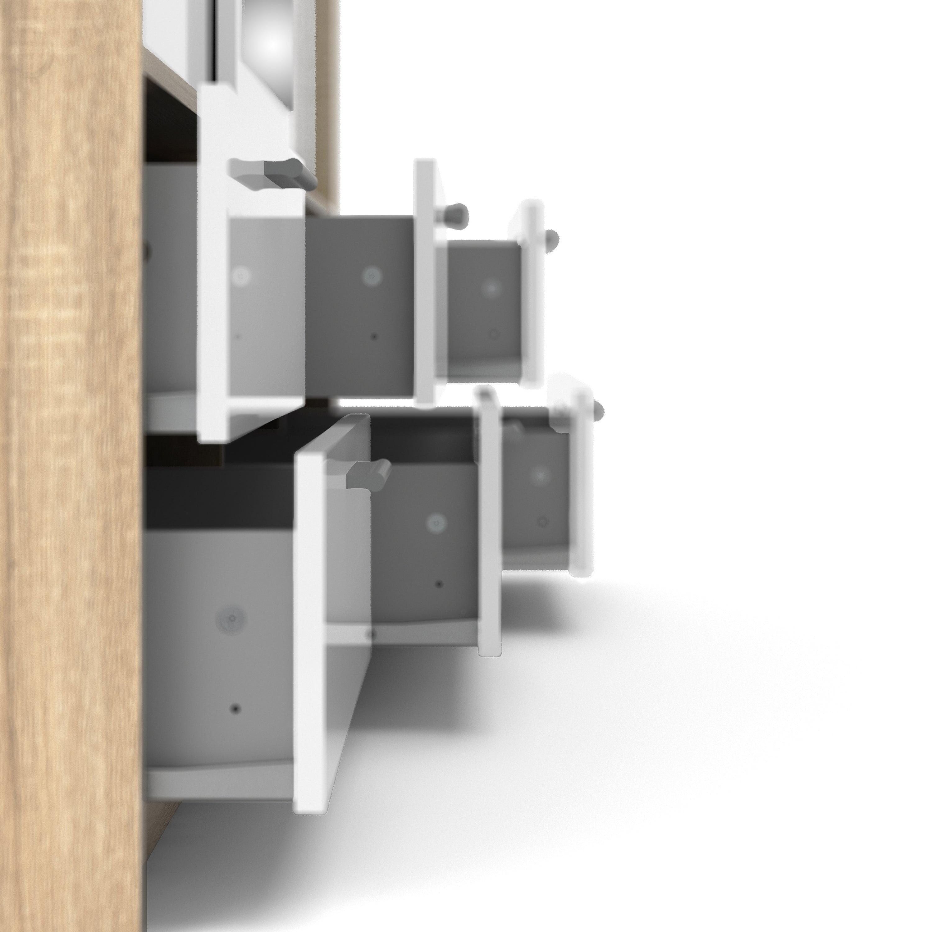 Line Wardrobe 3 Doors 6 Drawers in Oak with White High Gloss - image 10