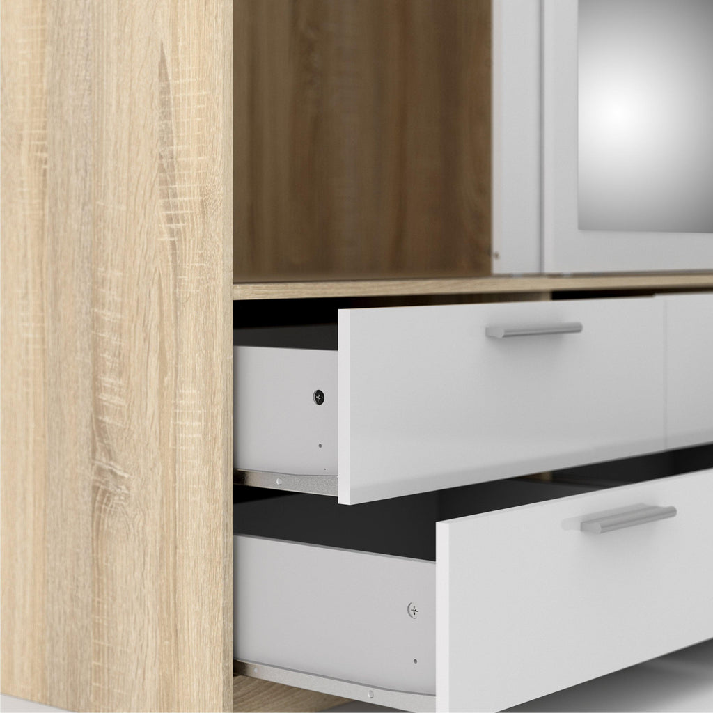 Line Wardrobe 3 Doors 6 Drawers in Oak with White High Gloss - image 11