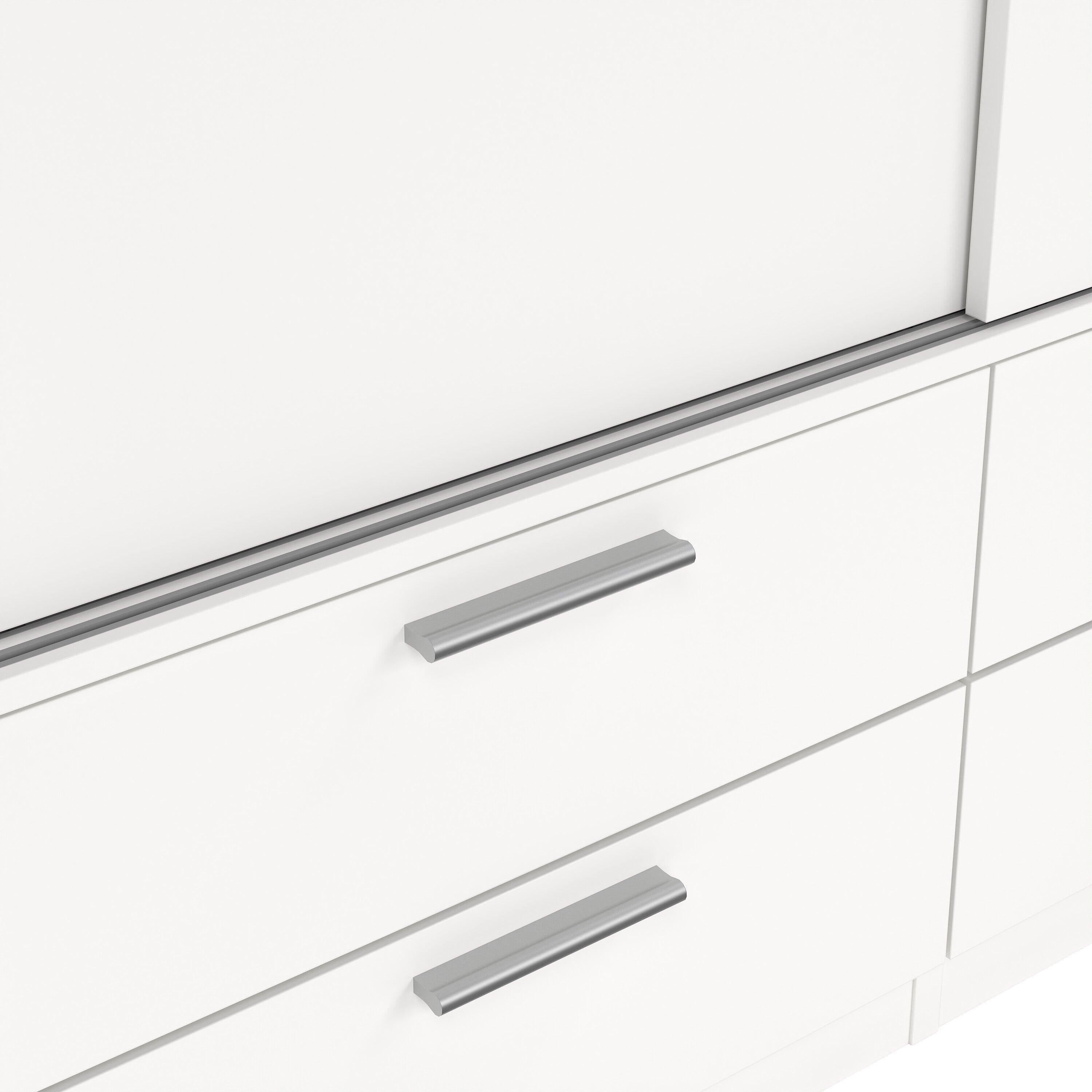 Line Wardrobe with 2 Sliding Doors and 4 Drawers, White - image 10