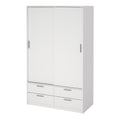 Line Wardrobe with 2 Sliding Doors and 4 Drawers, White - image 3