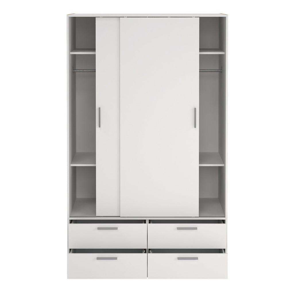 Line Wardrobe with 2 Sliding Doors and 4 Drawers, White - image 7