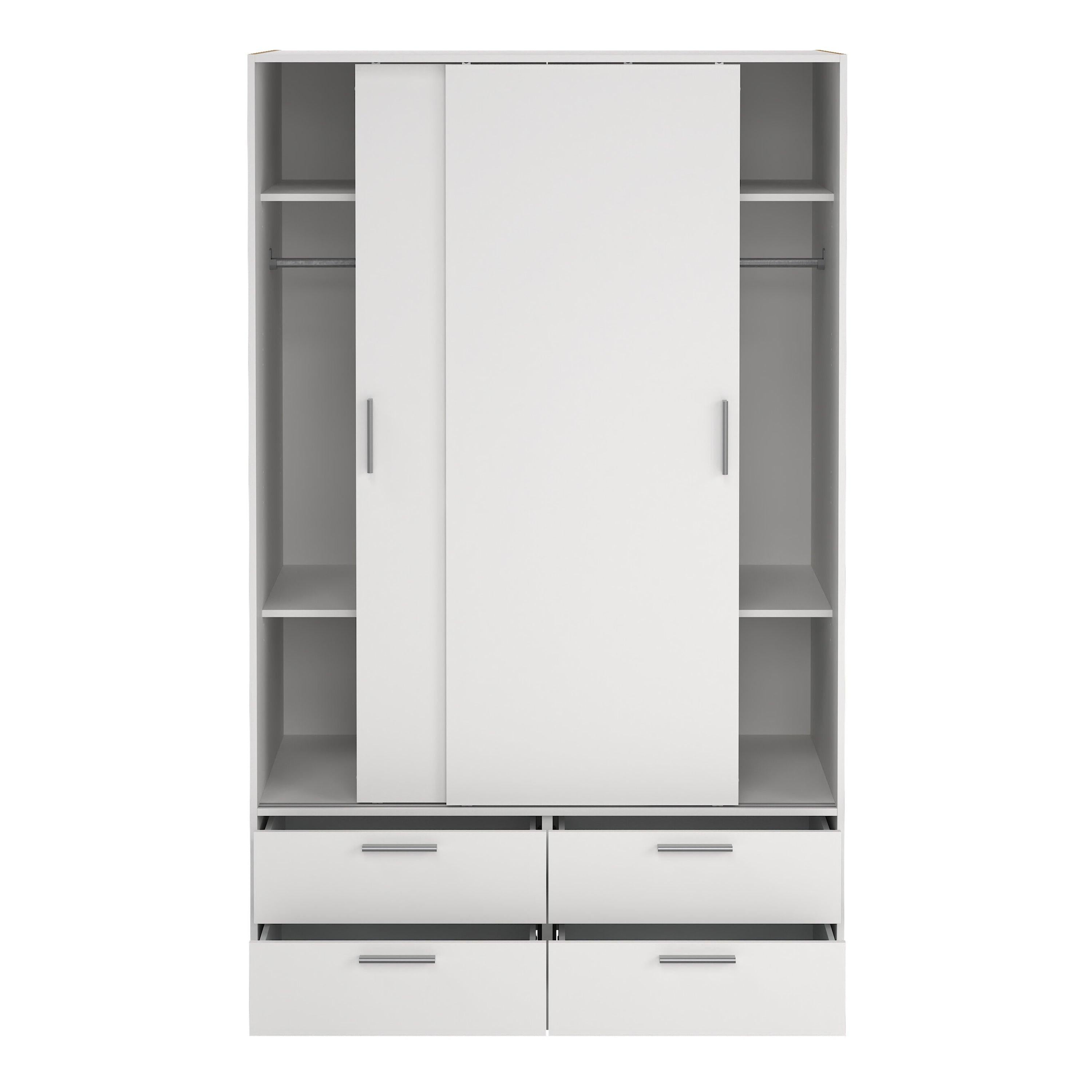 Line Wardrobe with 2 Sliding Doors and 4 Drawers, White - image 7