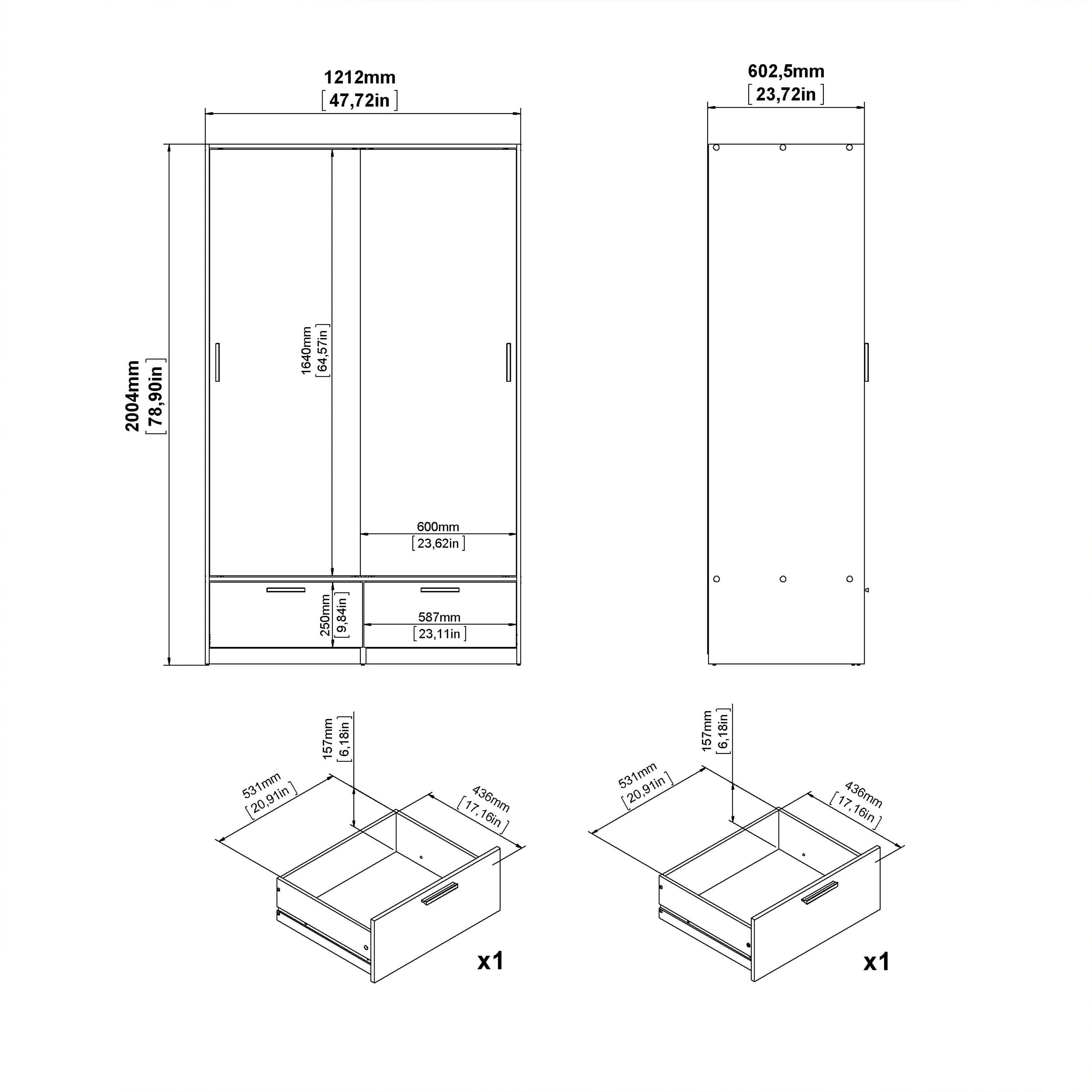 Line Wardrobe with 2 Doors 2 Drawers in Jackson Hickory Oak - image 11