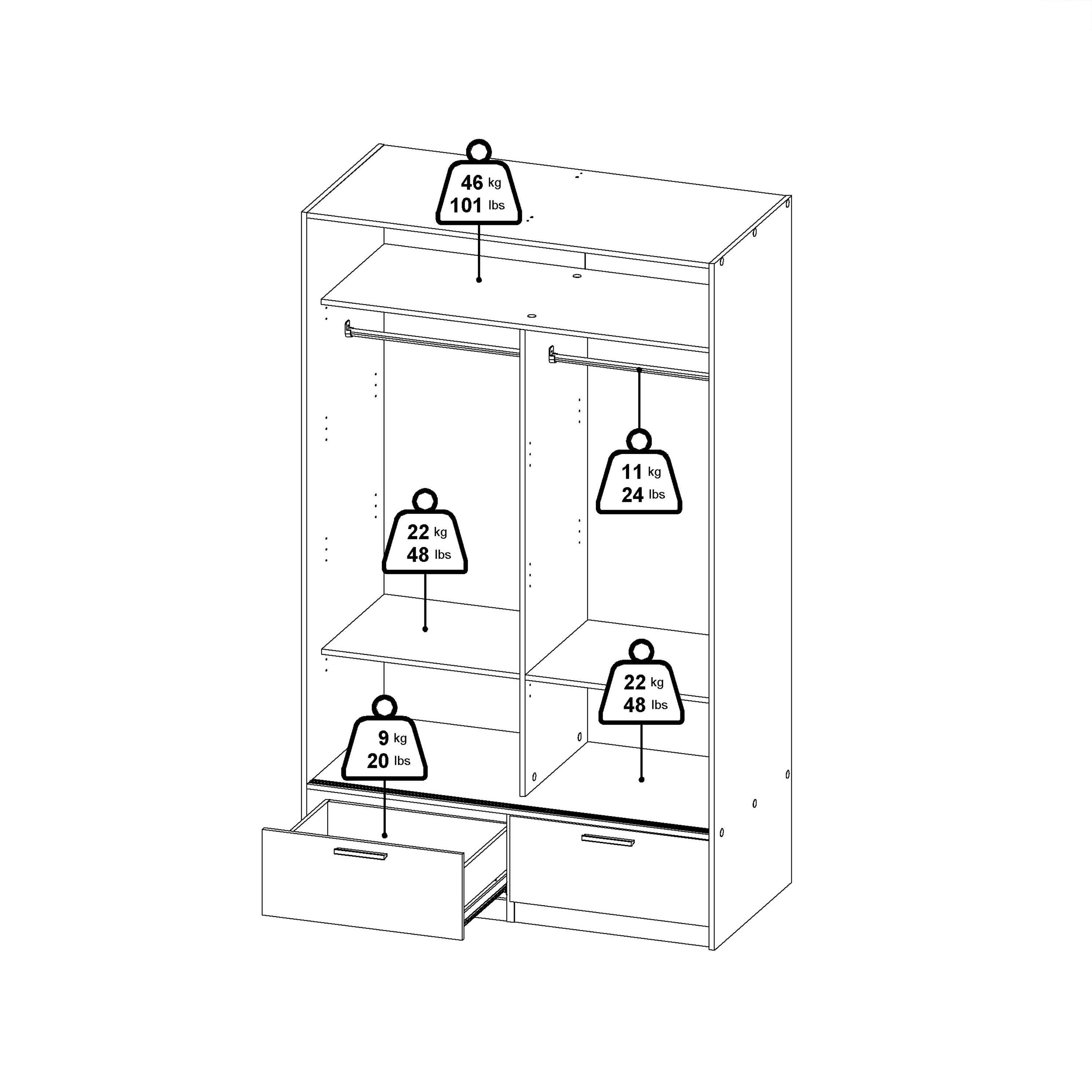 Line Wardrobe with 2 Doors 2 Drawers in Jackson Hickory Oak - image 13