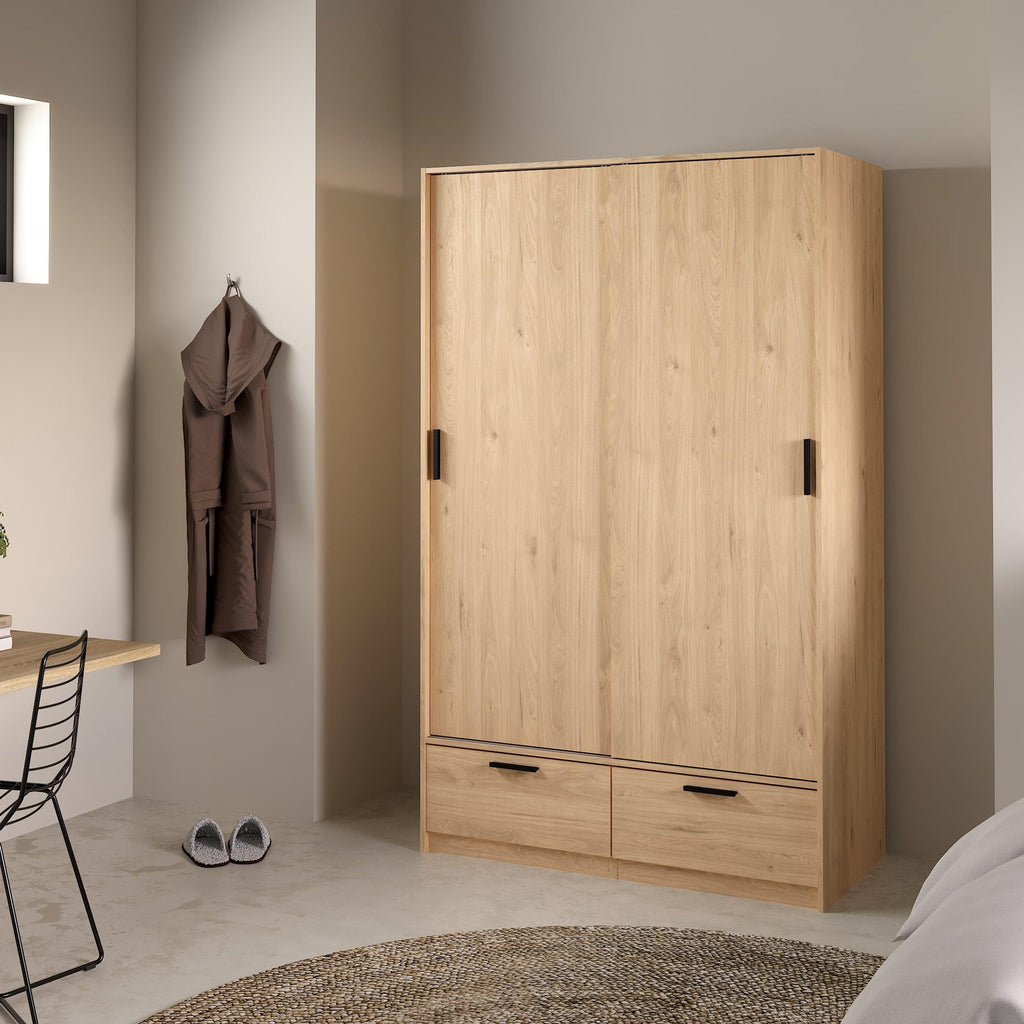 Line Wardrobe with 2 Doors 2 Drawers in Jackson Hickory Oak - image 6
